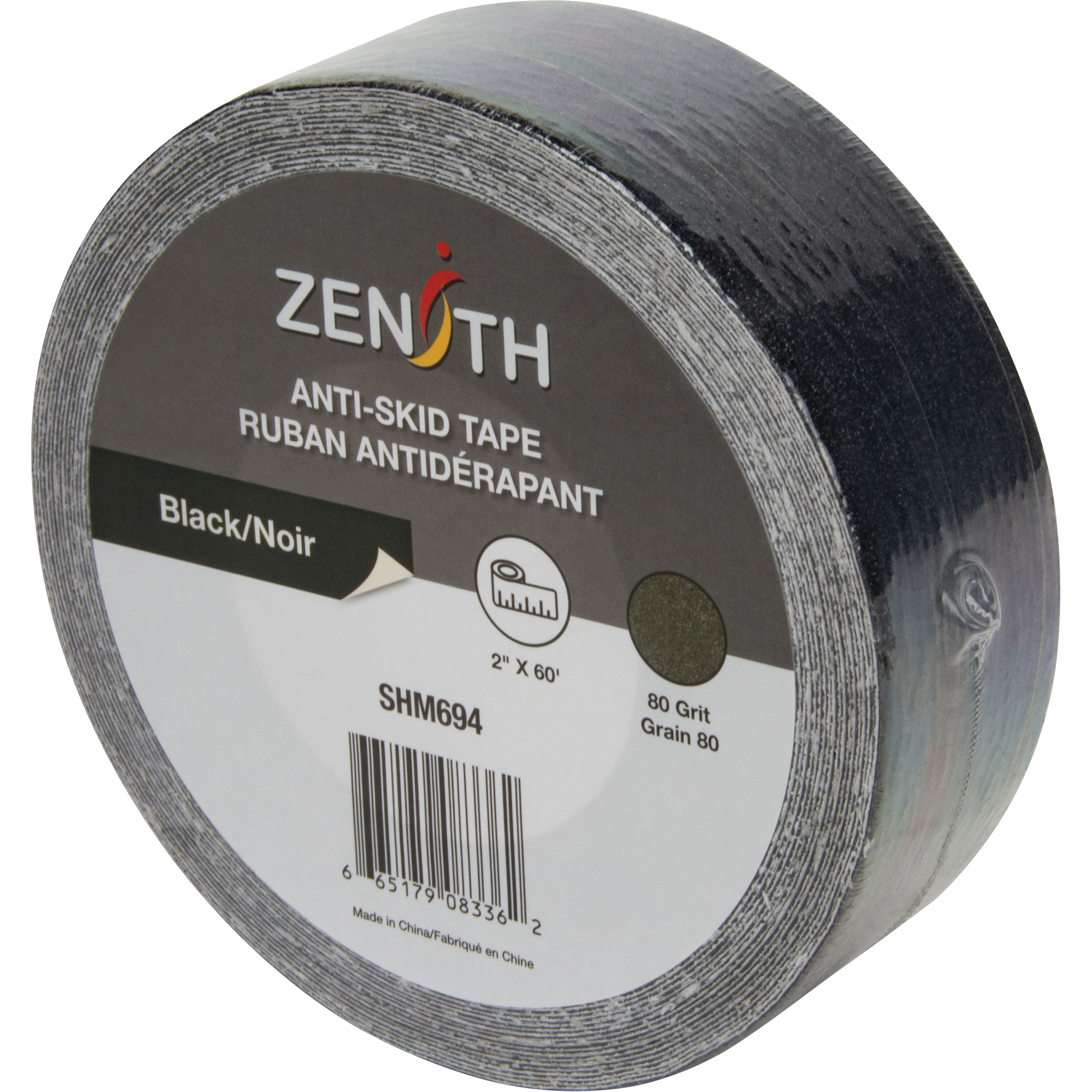 Ruban antidérapant, 2" x 60', Noir