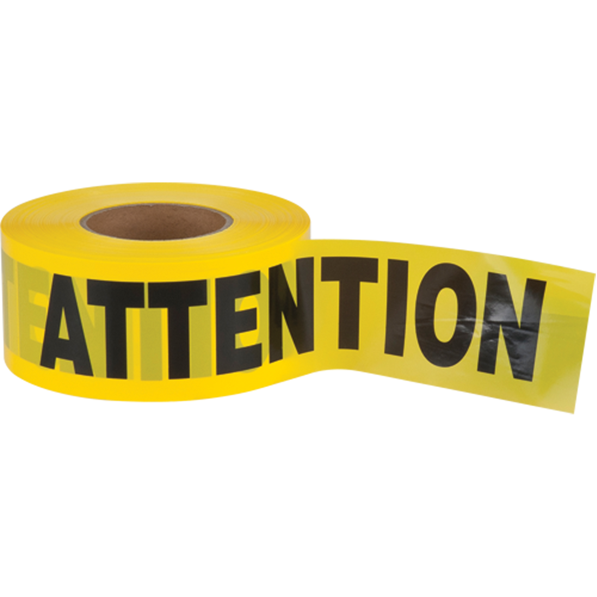 Ruban pour barricade «Attention», Bilingue, 3" la x 1000' lo, 1,5 mil, Noir sur jaune
