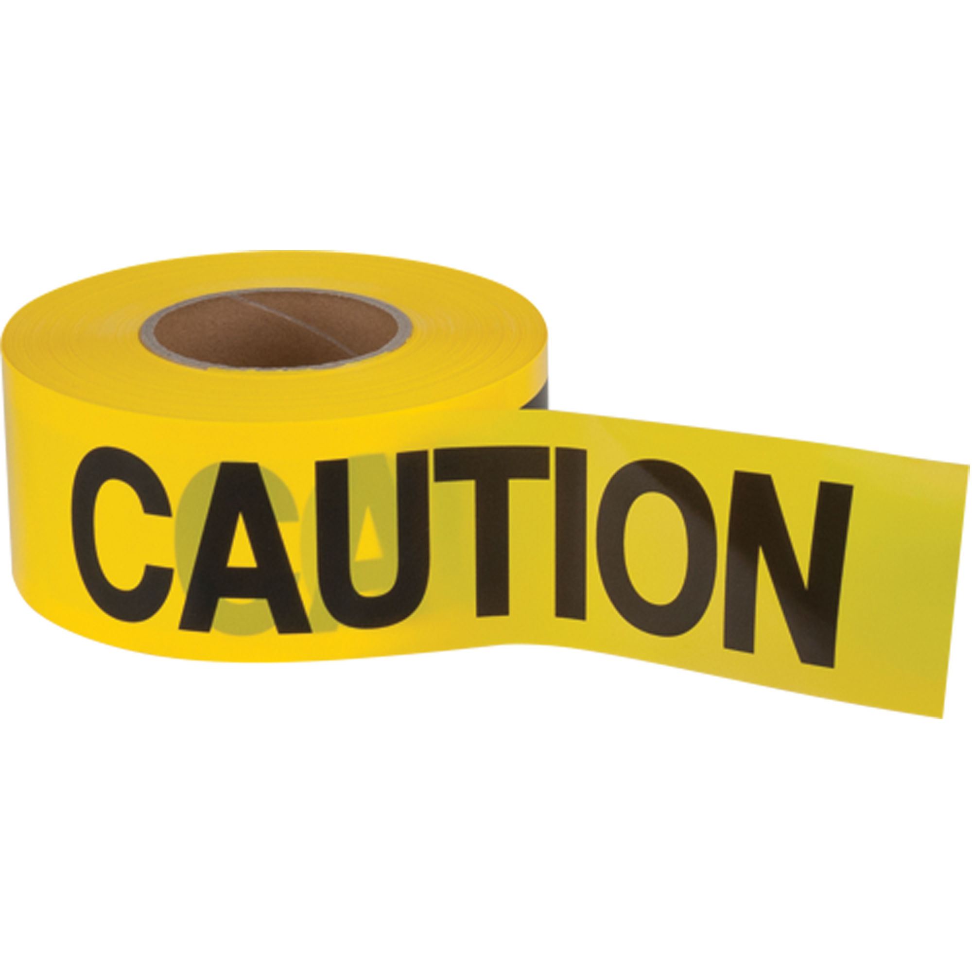 Ruban pour barricade «Caution», Anglais, 3" la x 1000' lo, 2,5 mils, Noir sur jaune