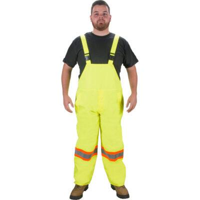 Salopette imperméable RZ1000, Polyester, Grand, Jaune lime haute visibilité