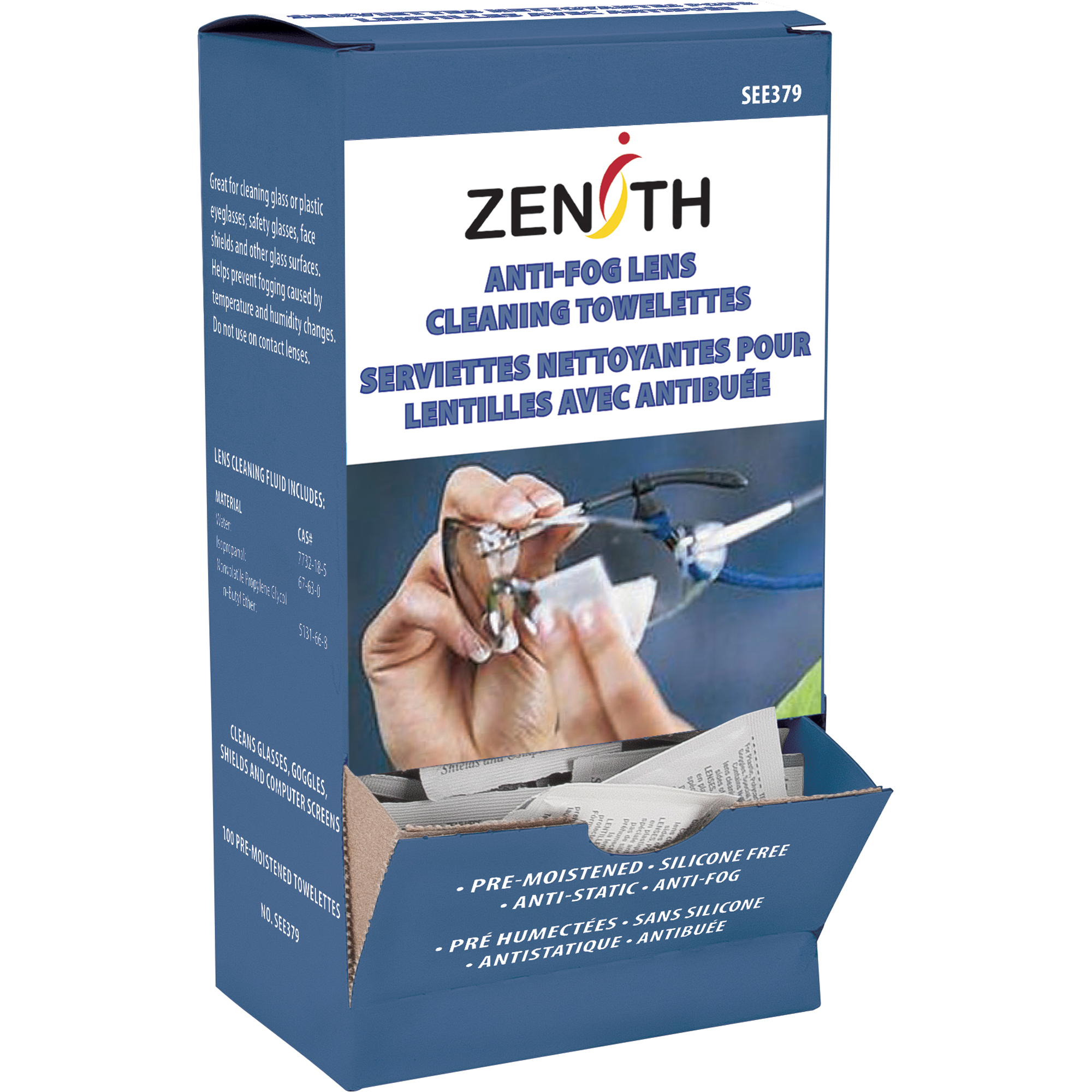 Serviettes nettoyantes pour lentilles, 5" x 8", Paquet de 100