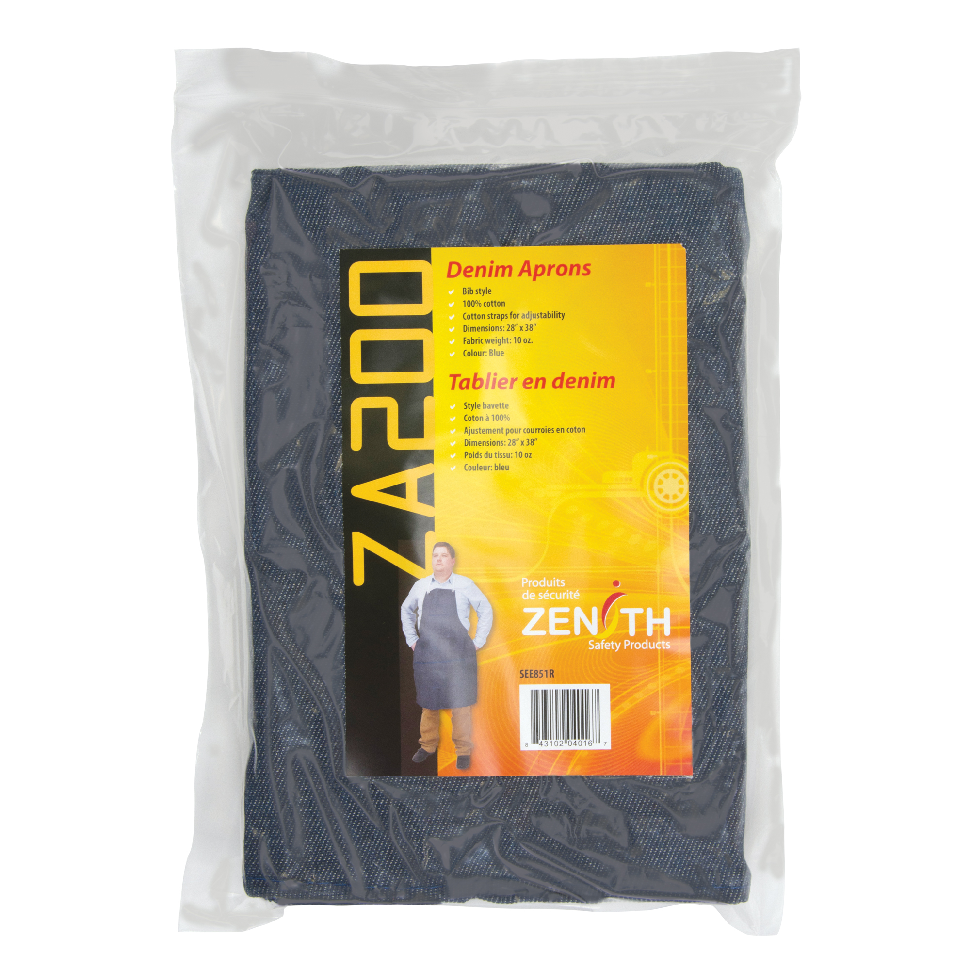 Tablier, Coton, 38" lo x 28" la, Bleu