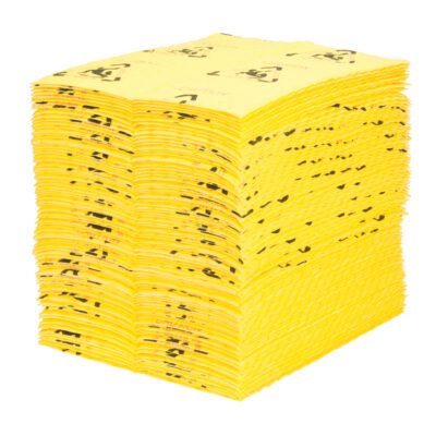 Tampons d'avertissement de première qualité - absorbants haute visibilité, Universel, 15" x 18", 24,4 gal. d'absorption