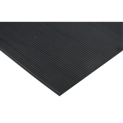 Tapis à nervures fines, Essuie-pieds, 3' x 75' x 1/8", Noir