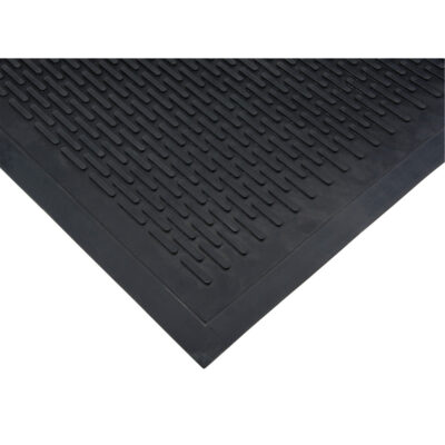 Tapis à profil bas, Caoutchouc, Grattoir Type, Motif Plein, 3' x 5', Noir