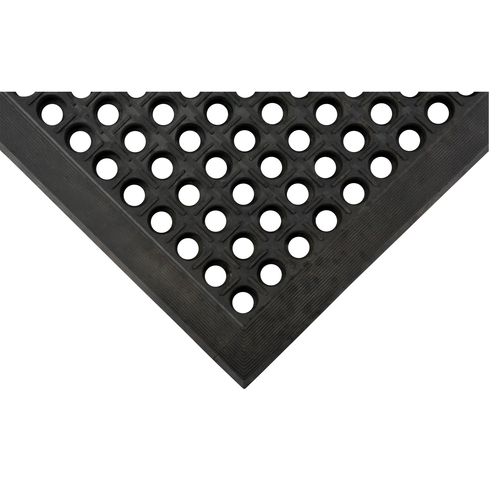 Tapis antifatigue, À fentes, 3' x 5' x 7/8", Noir, Caoutchouc naturel