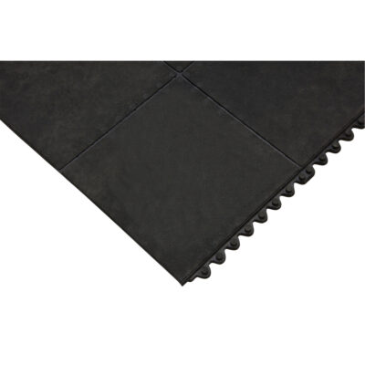 Tapis antifatigue, Lisse, 3' x 3' x 1/2", Noir, Caoutchouc naturel