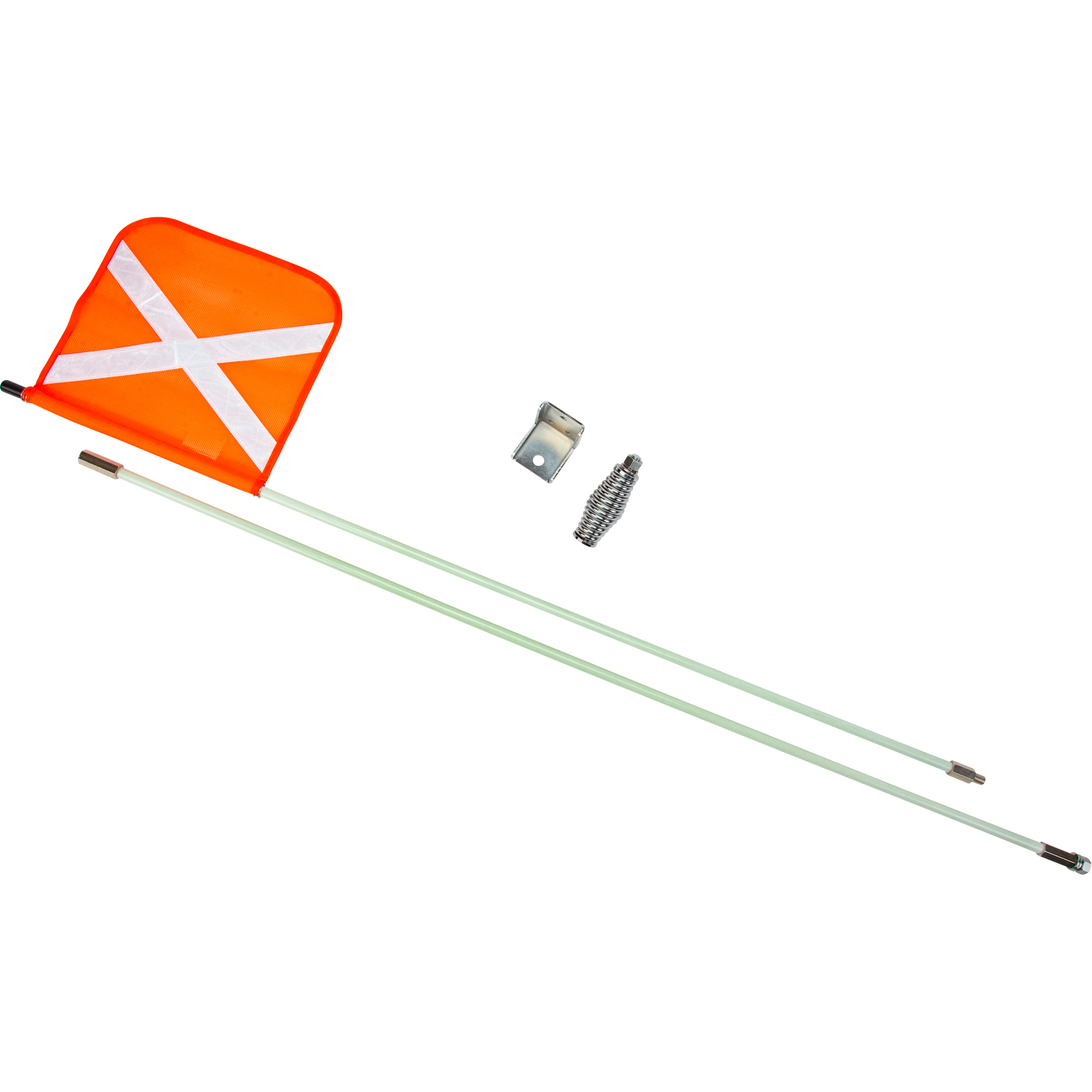 Tige de sécurité robuste, Fixation Fileté, Hauteur 8', Orange avec X réfléchissant