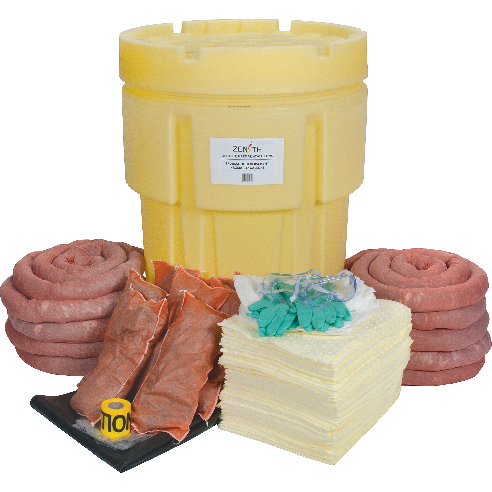 Trousse de lutte contre les déversements de matières dangereuses de première qualité, Matières dangereuses, Baril, Absorbance de 95 gal. US