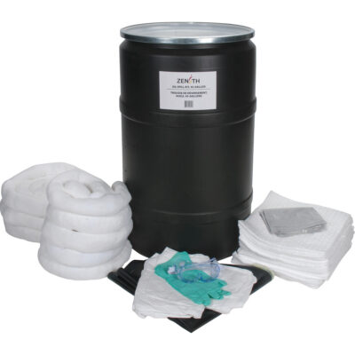 Trousse de lutte contre les déversements, Huile seulement, Baril, Absorbance de 55 gal. US