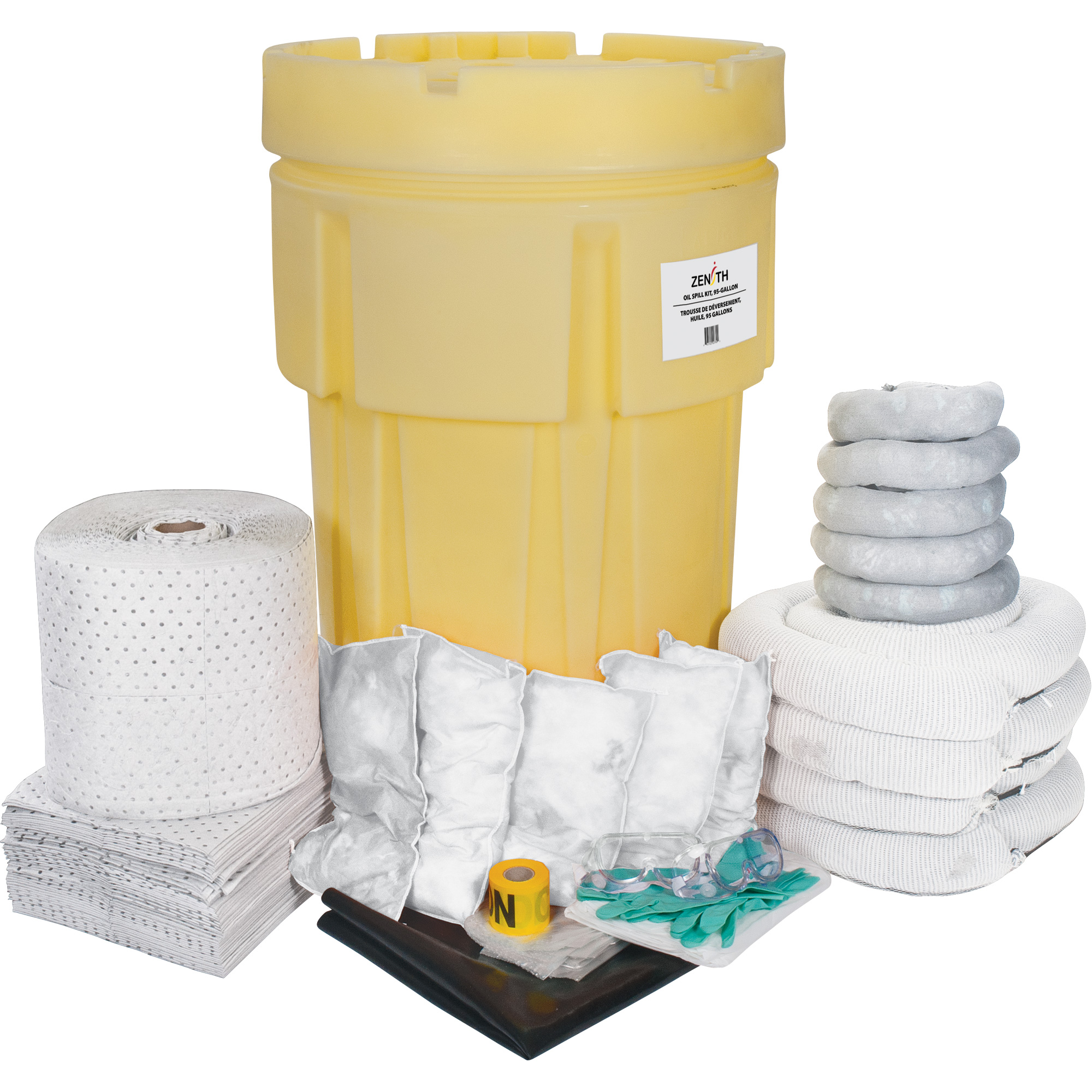 Trousse de lutte contre les déversements de première qualité, Huile seulement, Overpack/Baril de récupération, Absorbance de 95 gal. US
