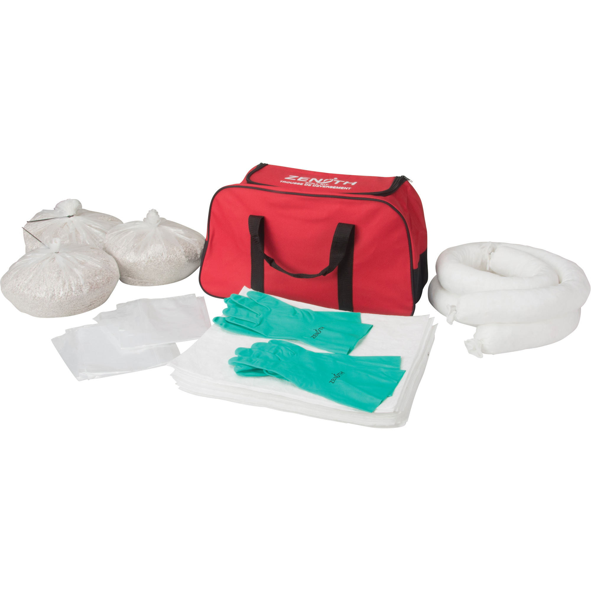Trousse de lutte contre les déversements de première qualité, Huile seulement, Sac, Absorbance de 10 gal. US