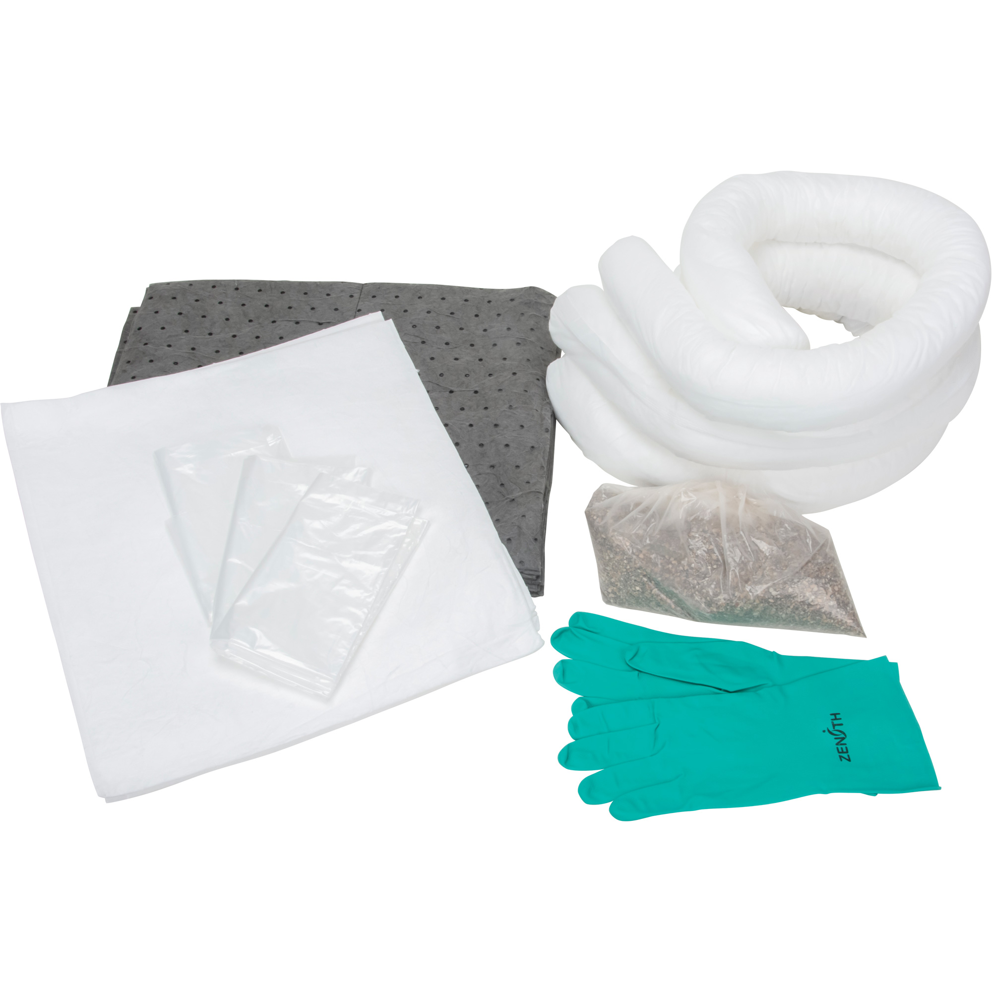 Trousse d'équipement de lutte contre les déversements, Huile seulement/Universel, Sac, Absorbance de 10 gal. US