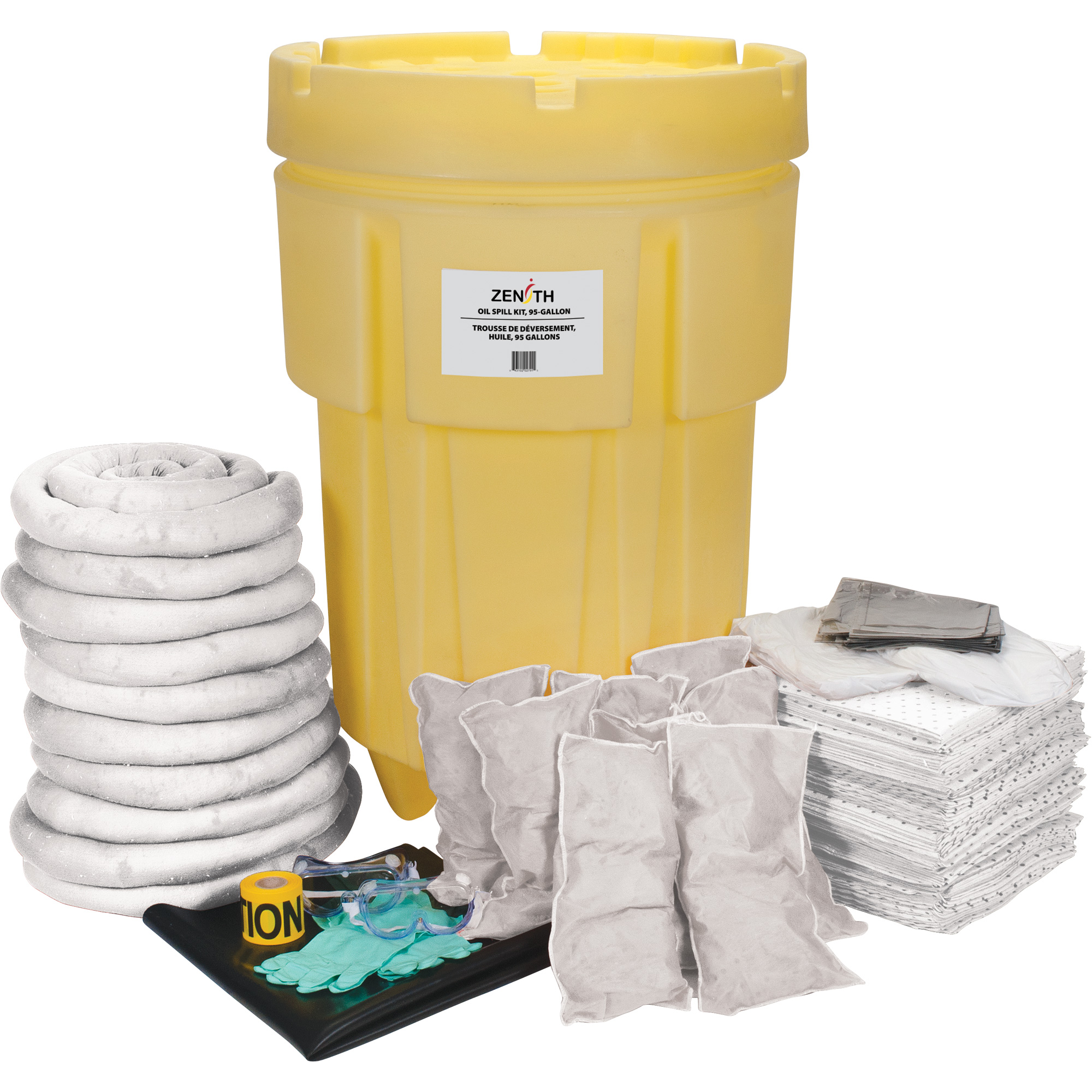 Trousse de lutte contre les déversements de première qualité pour atelier, Huile seulement, Baril, Absorbance de 95 gal. US
