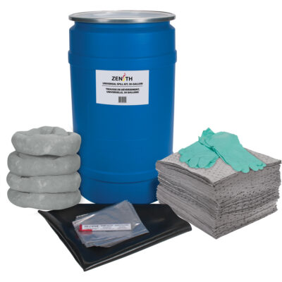 Trousse de lutte contre les déversements pour établi, Universel, Baril, Absorbance de 30 gal. US