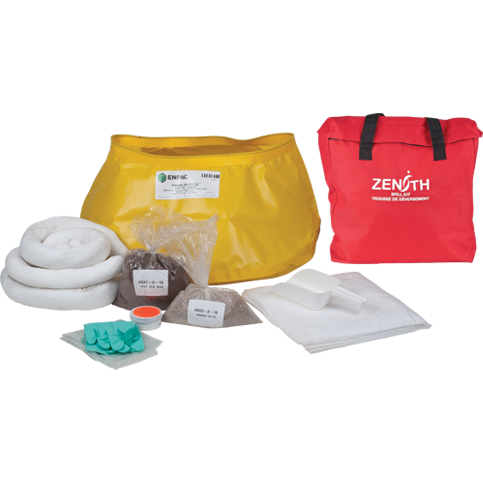 Trousse de lutte contre les déversements de première qualité pour l'ouest du canada, Huile seulement, Sac, Absorbance de 17 gal. US