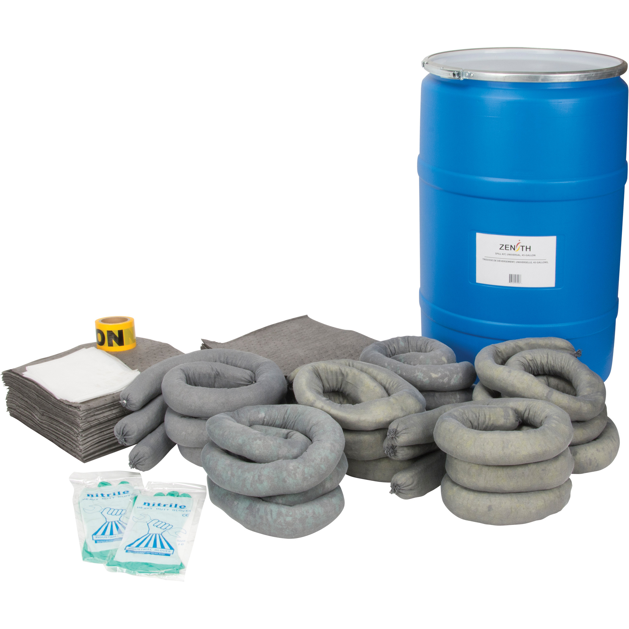 Trousse de lutte contre les déversements de première qualité, Universel, Baril, Absorbance de 55 gal. US