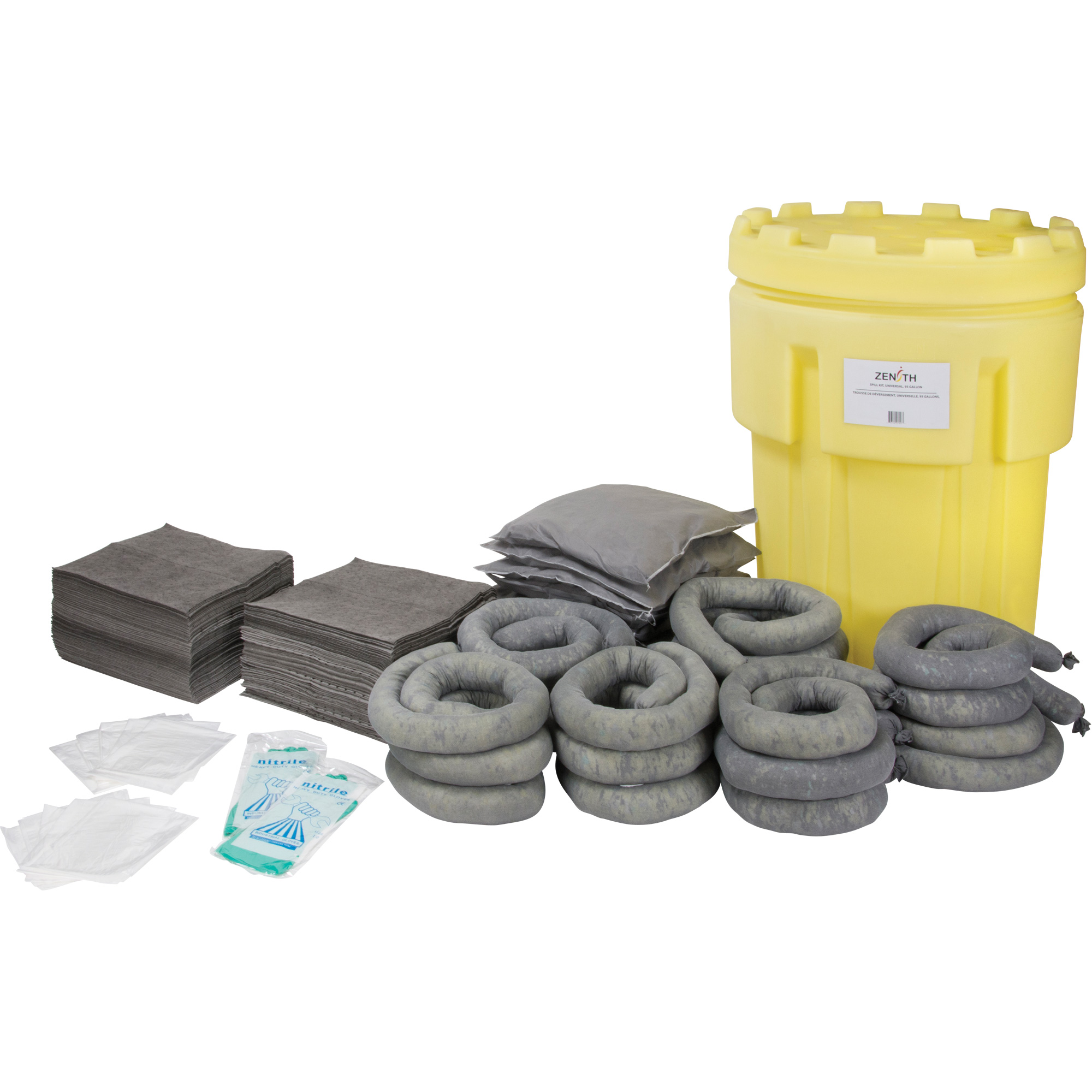Trousse de lutte contre les déversements de première qualité, Universel, Baril de récupération, Absorbance de 95 gal. US
