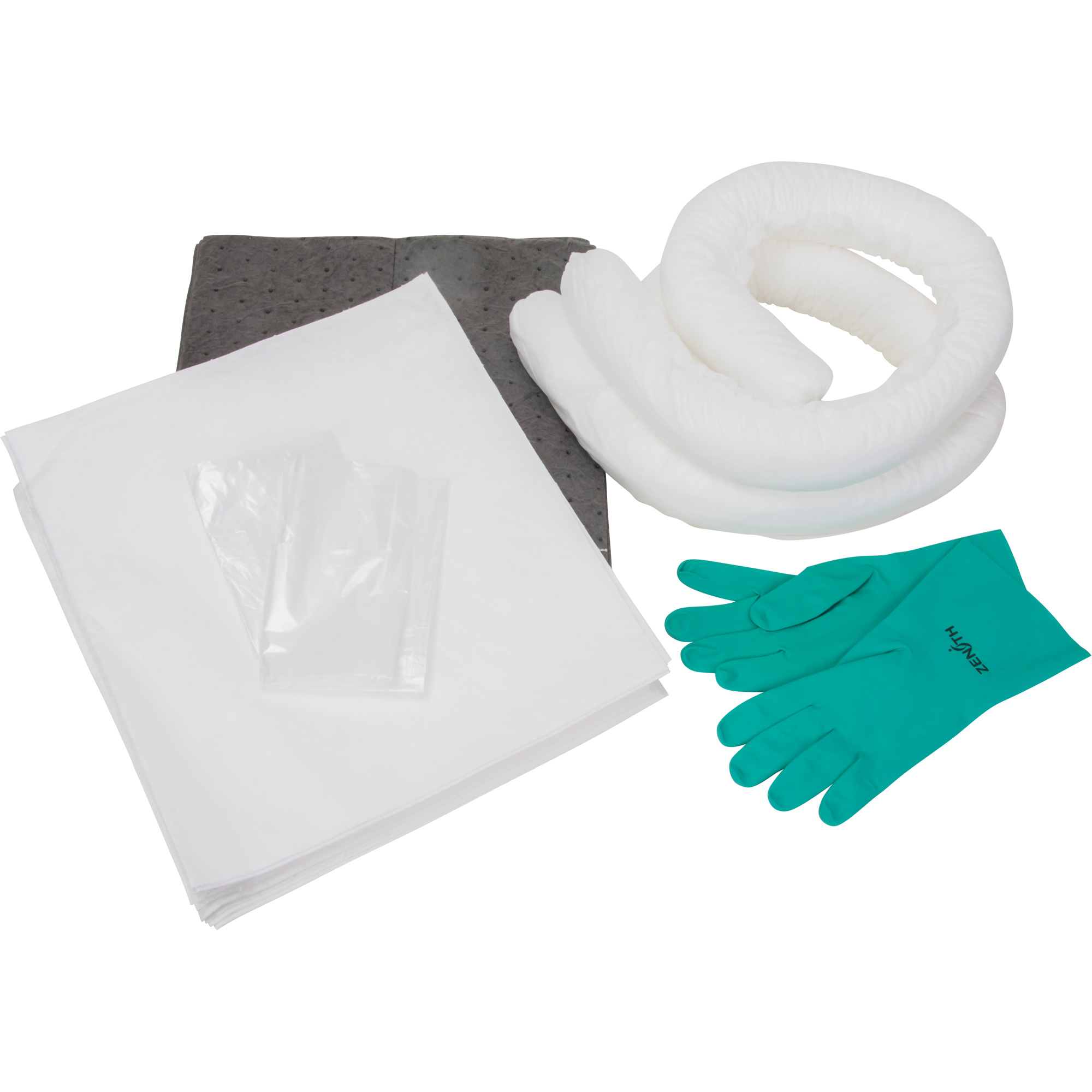 Trousse d'équipement de lutte contre les déversements, Huile seulement/Universel, Sac, Absorbance de 10 gal. US
