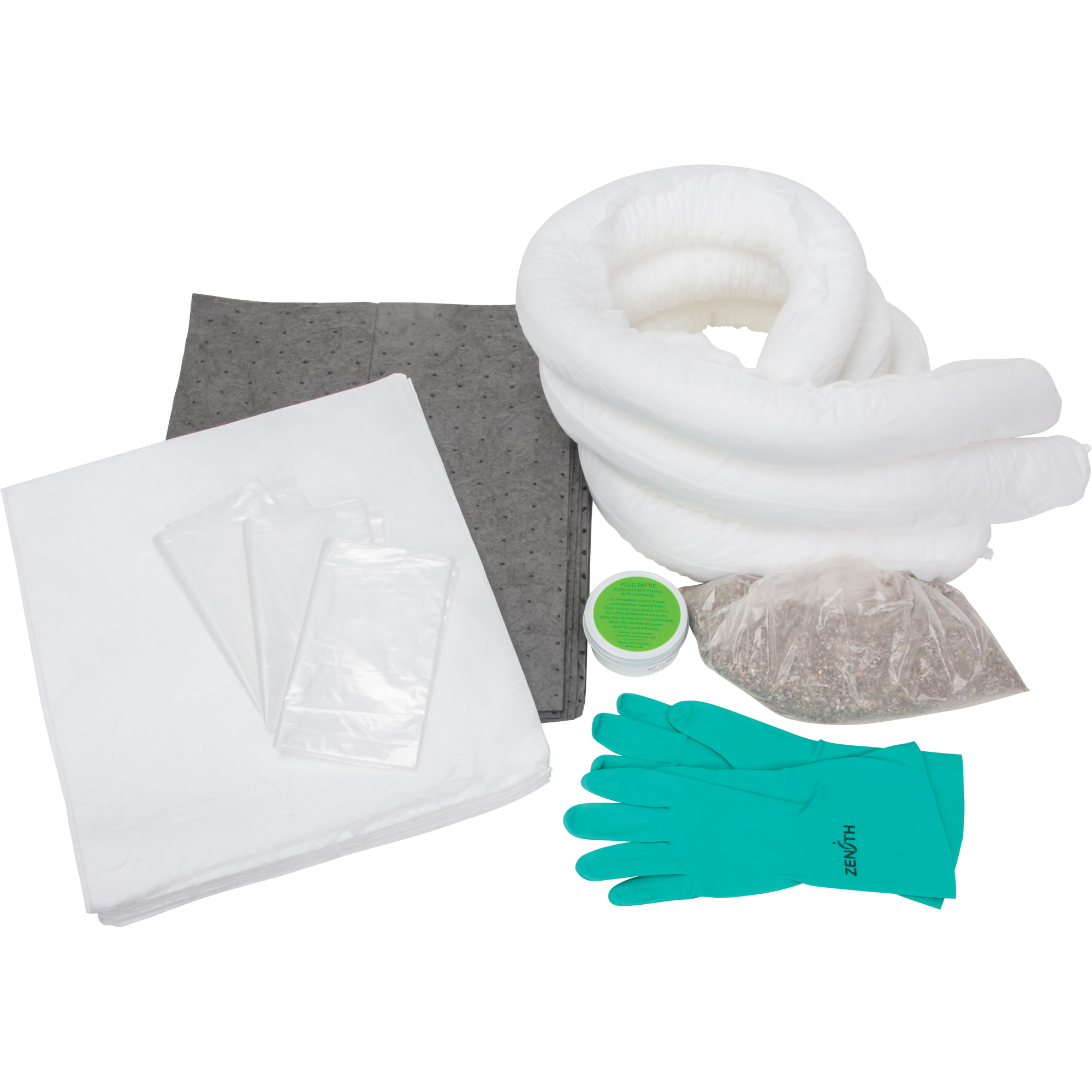 Trousse d'équipement de lutte contre les déversements, Huile seulement/Universel, Sac, Absorbance de 10 gal. US