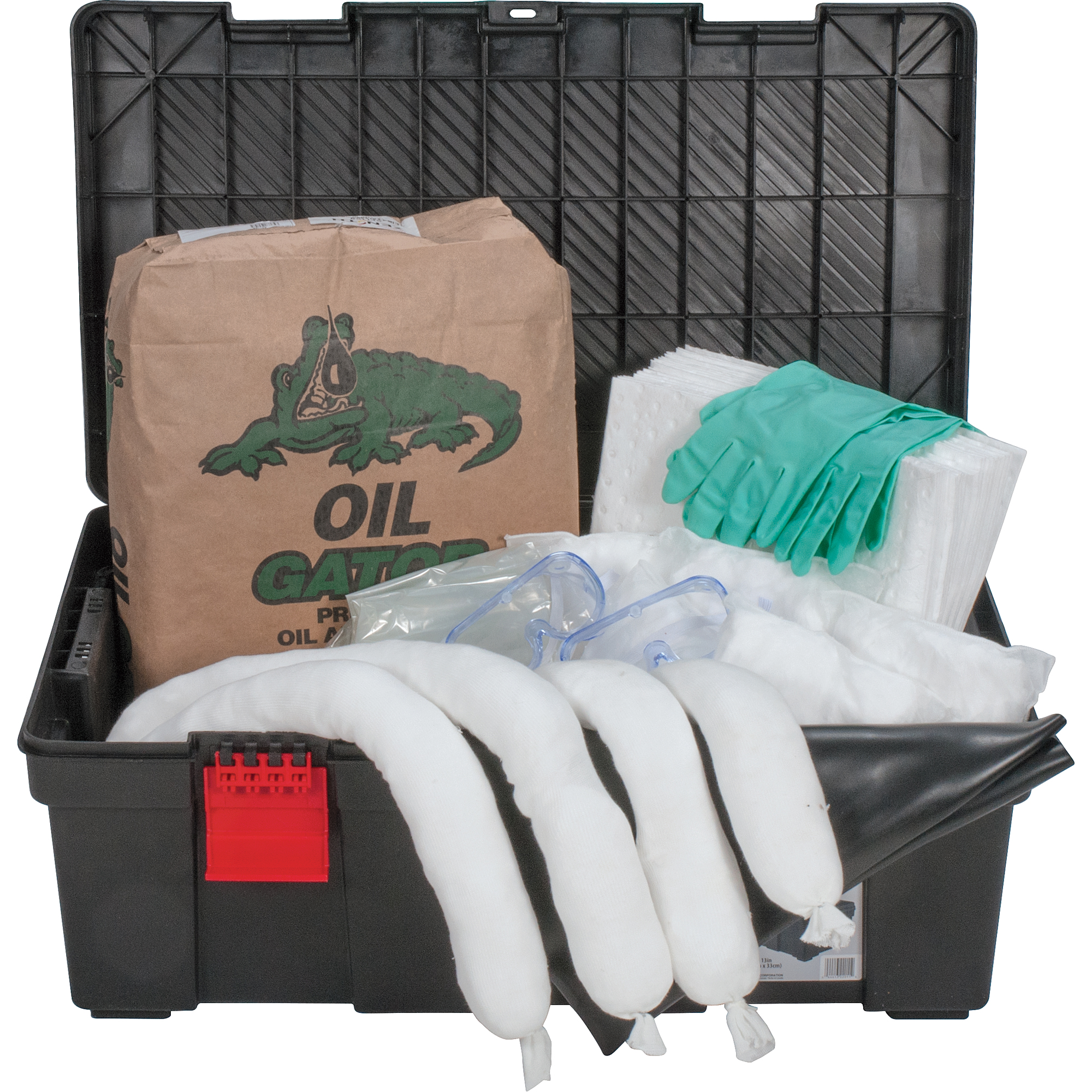 Trousses de lutte contre les déversements dans une boîte à outils, Huile seulement, Bac, Absorbance de 31 gal. US