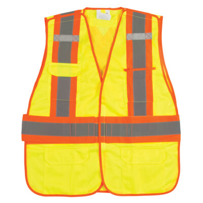 Veste d'arpenteur haute visibilité, conforme à la CSA, Jaune lime haute visibilité, Grand, Polyester