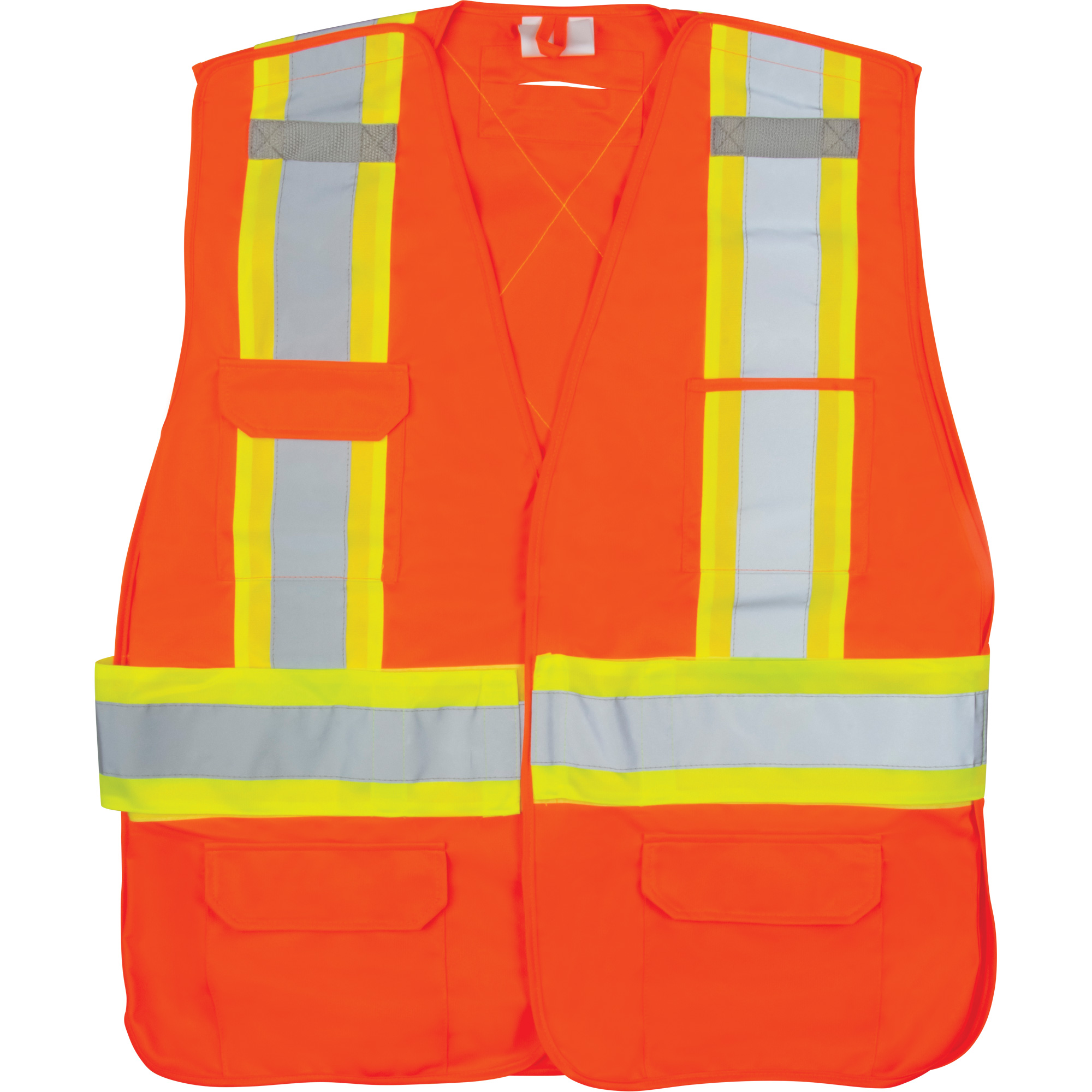 Veste d'arpenteur haute visibilité conforme à la CSA, Orange haute visibilité, Grand, Polyester