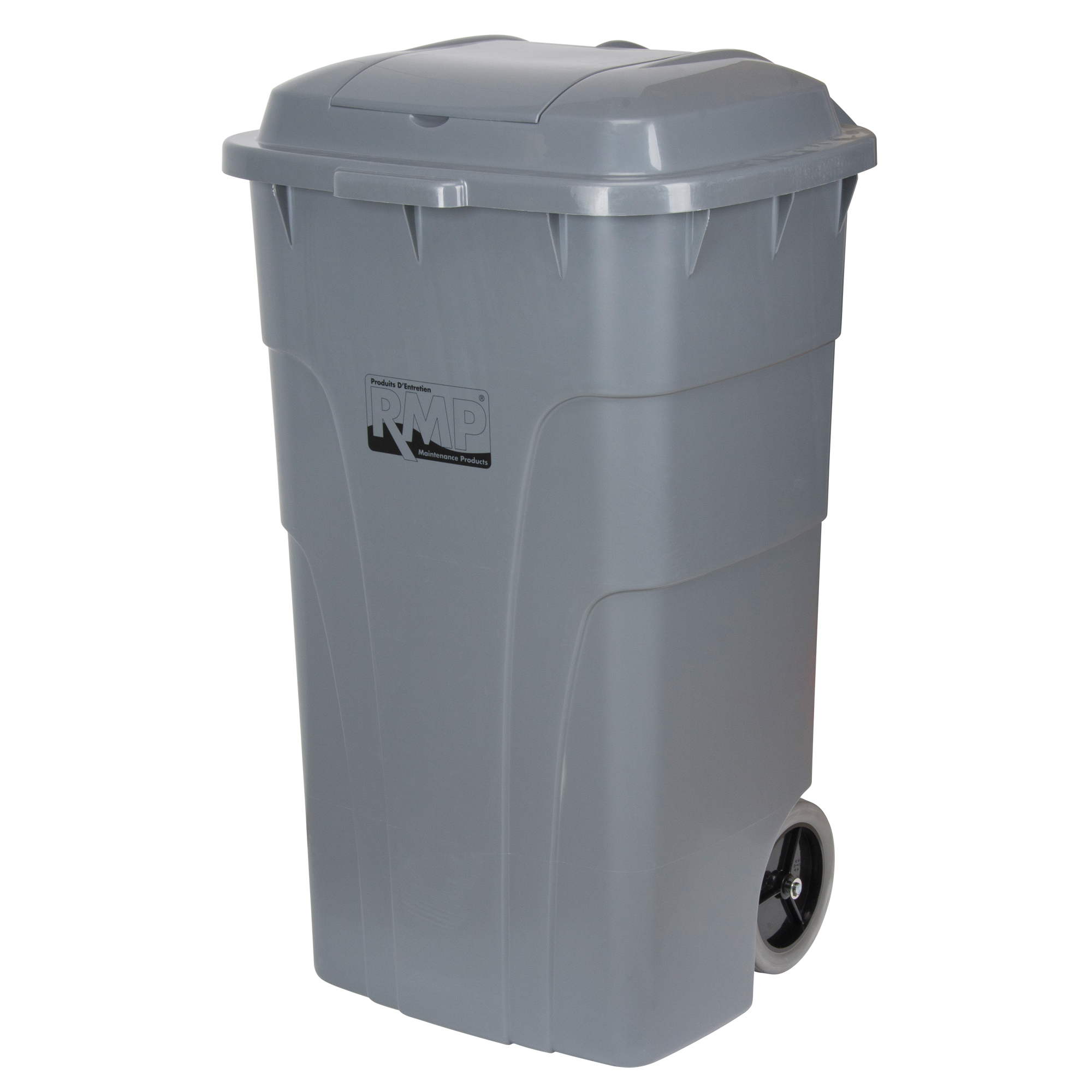 Bac d'ordures roulant, Polyéthylène, 65 gal. US