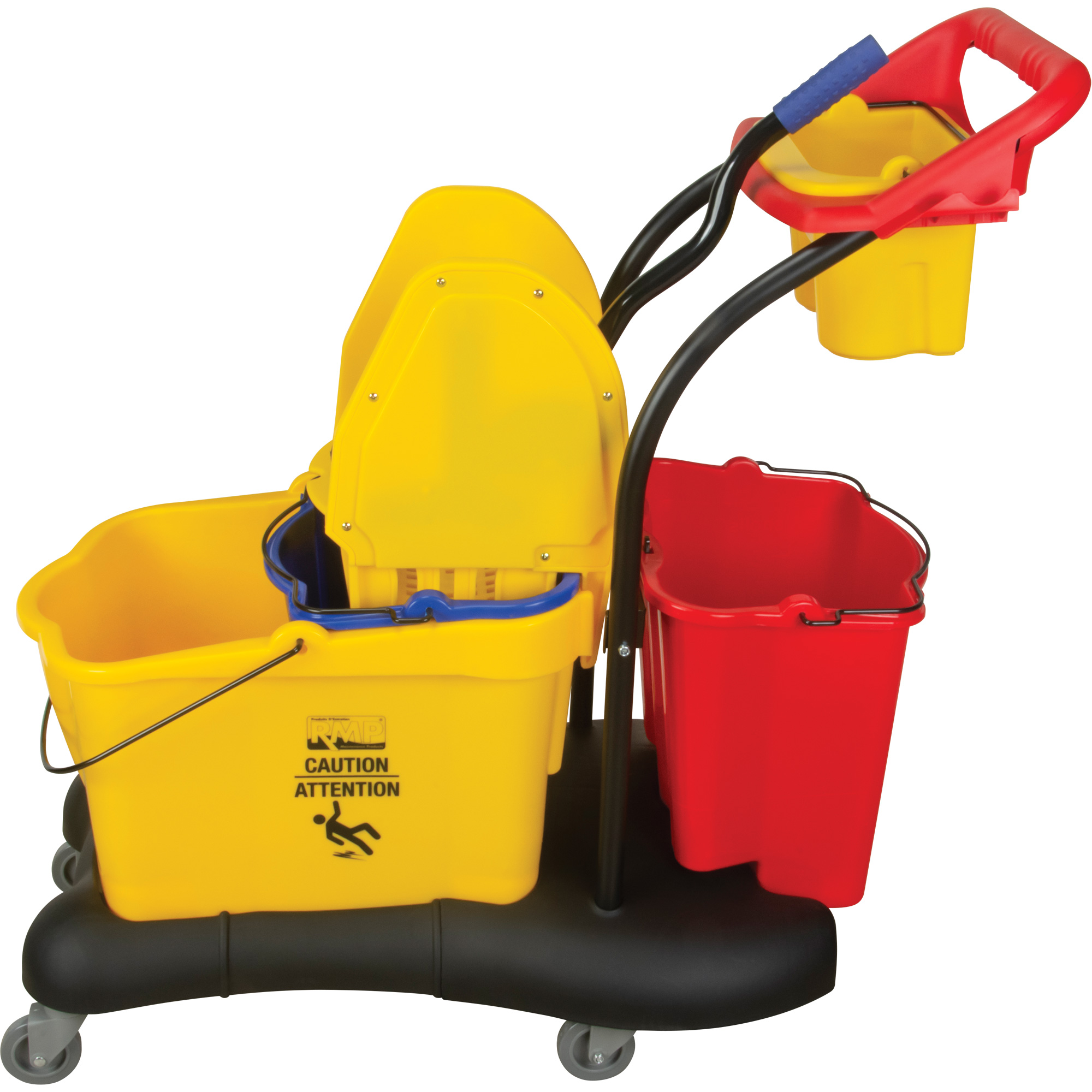 Chariot à vadrouille multifonction, Pression vers le bas, 9,5 gal. US (38 pintes), Jaune