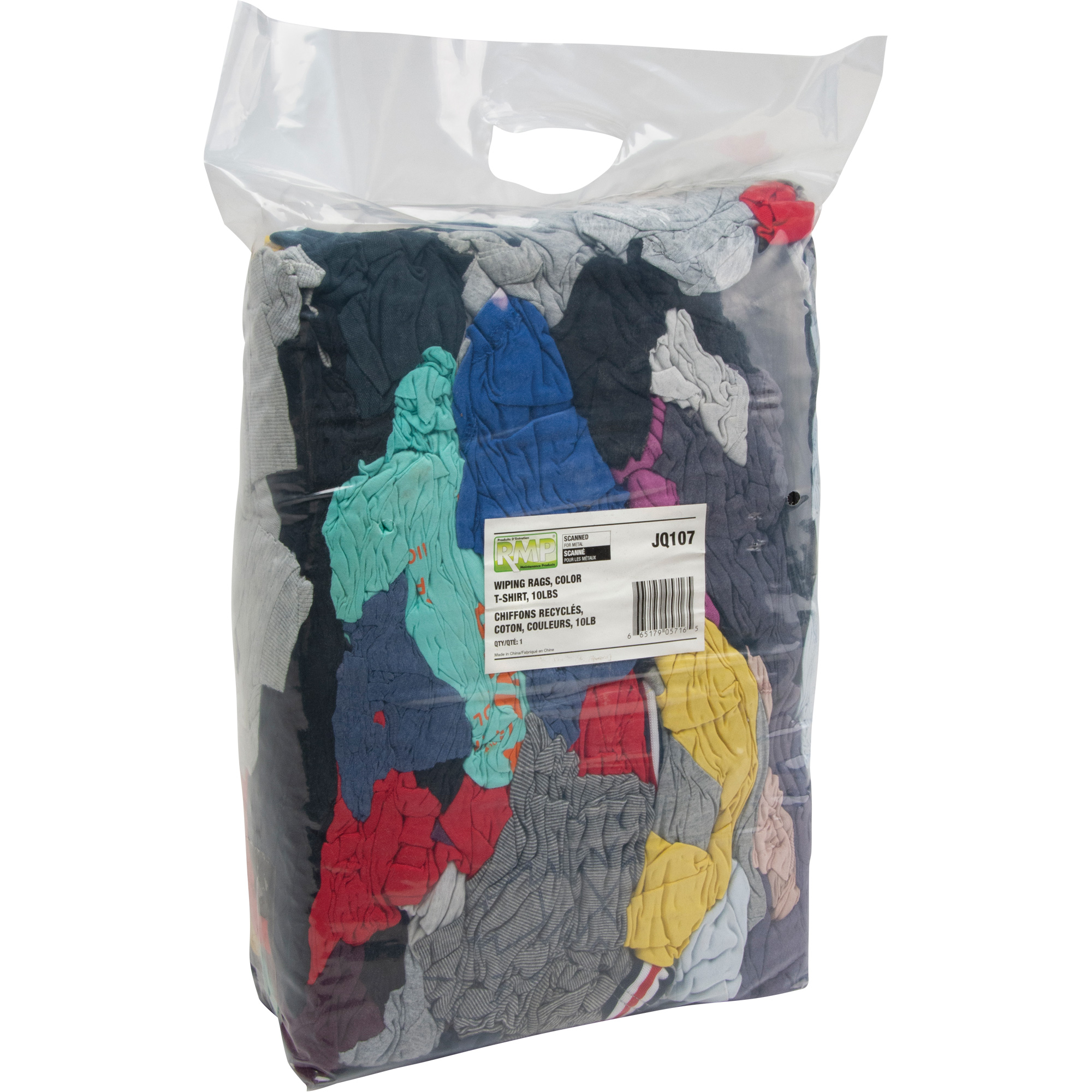 Chiffons fabriqués à partir de matériaux recyclés, Coton, Mélange de couleurs, 10 lb
