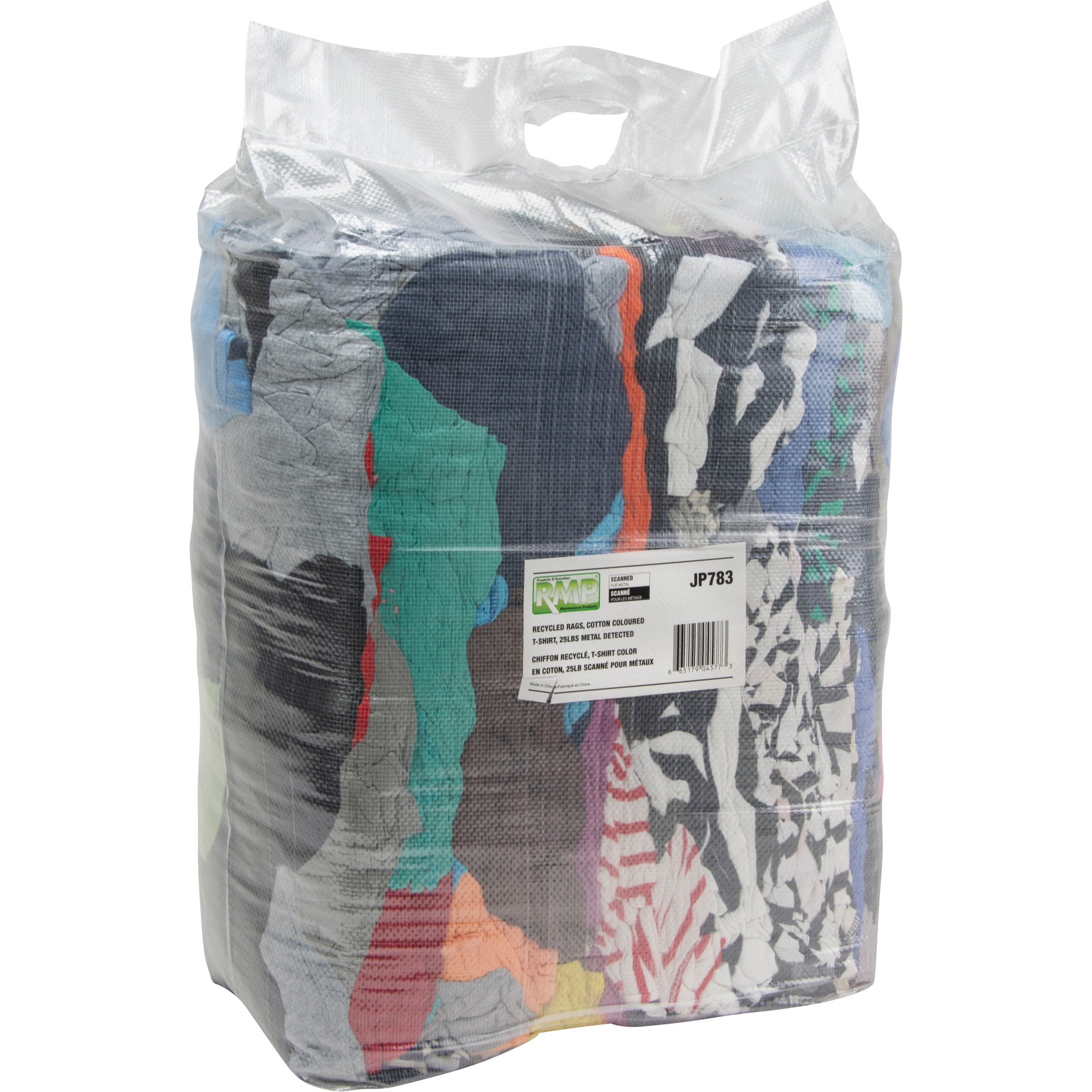 Chiffons fabriqués à partir de matériaux recyclés, Coton, Mélange de couleurs, 25 lb