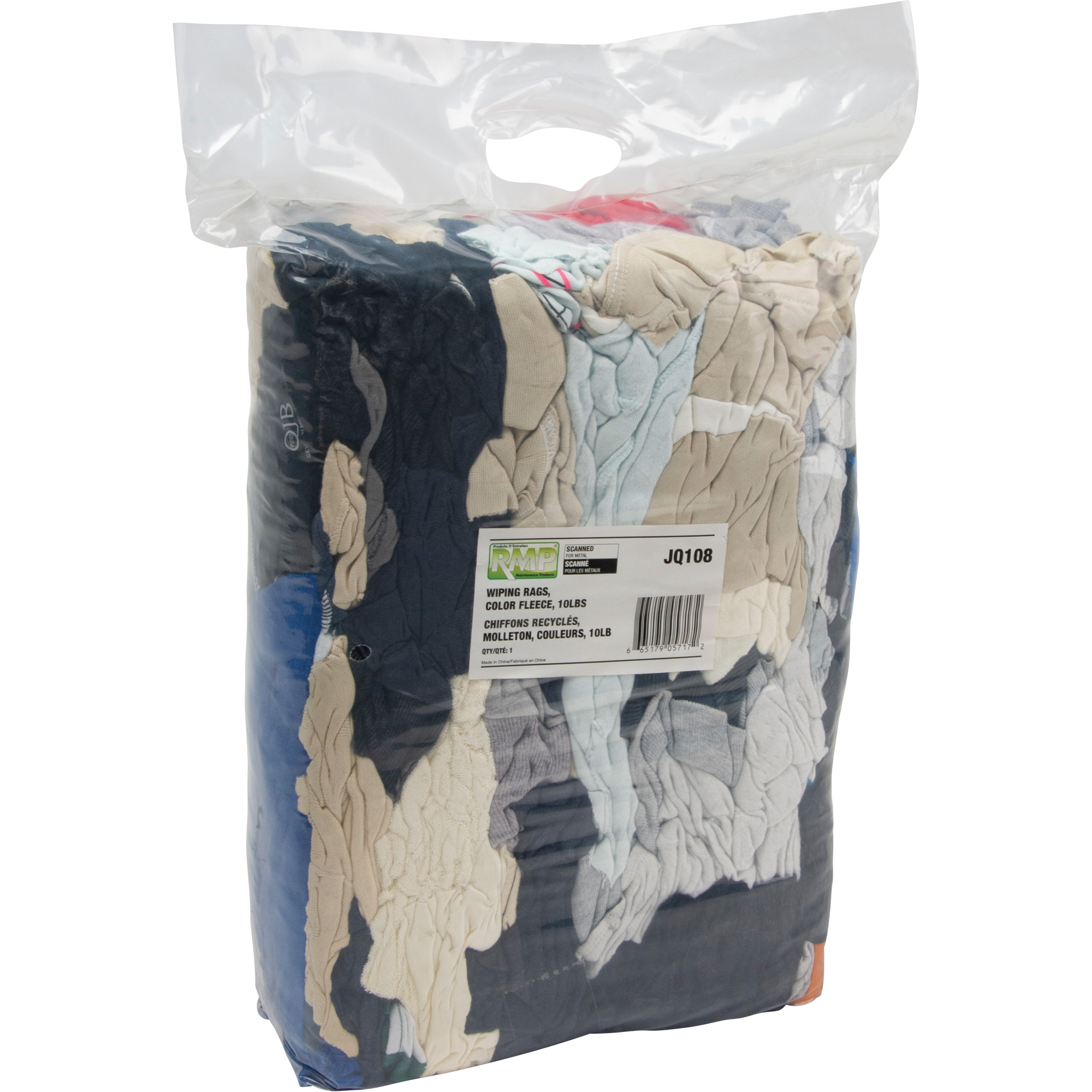 Chiffons fabriqués à partir de matériaux recyclés, Molleton, Mélange de couleurs, 10 lb
