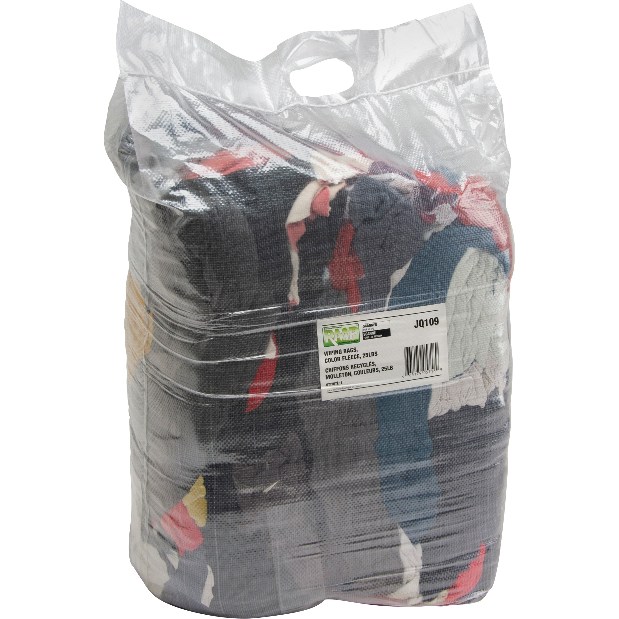 Chiffons fabriqués à partir de matériaux recyclés, Molleton, Mélange de couleurs, 25 lb