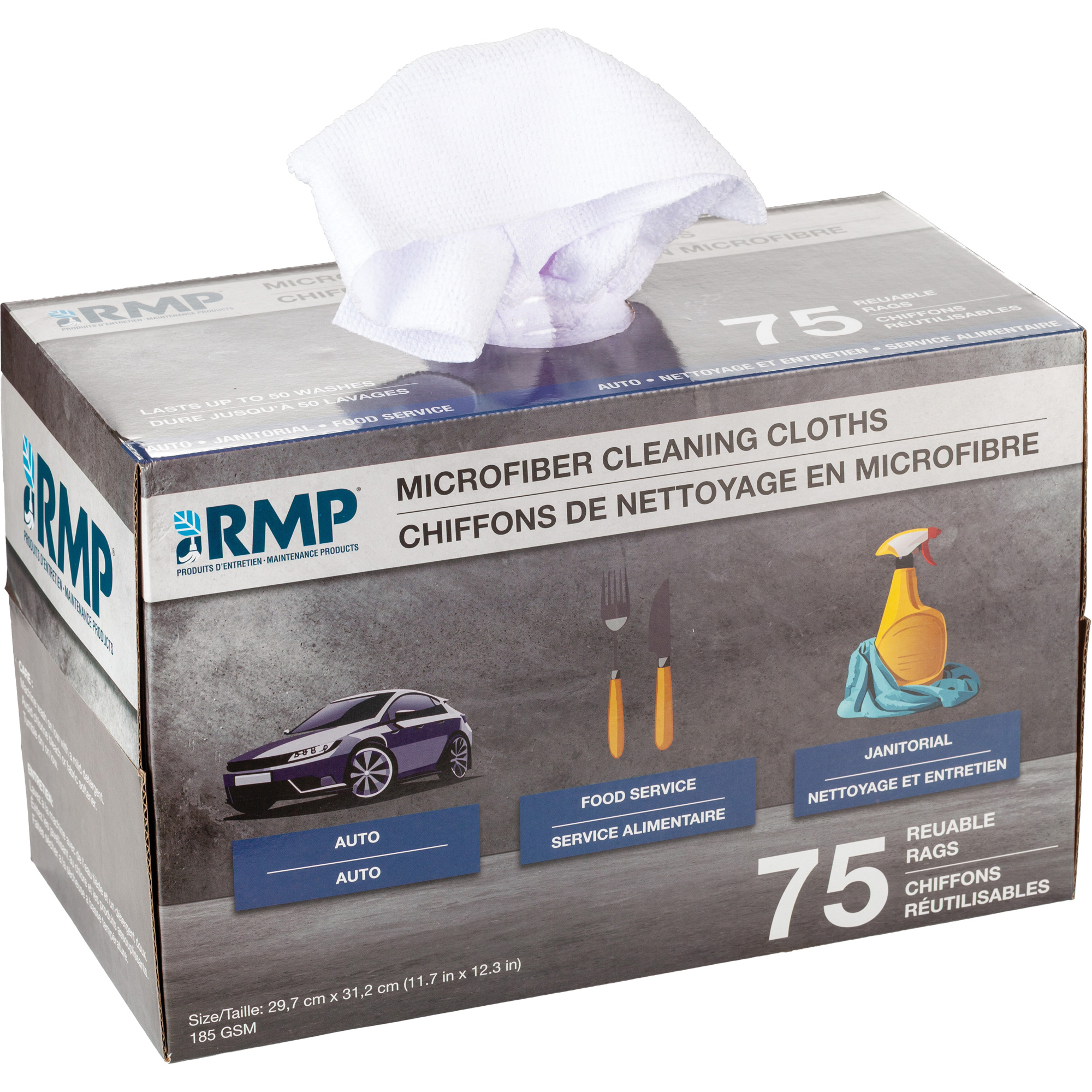 Chiffons lavables pour le nettoyage, Microfibre, Blanc