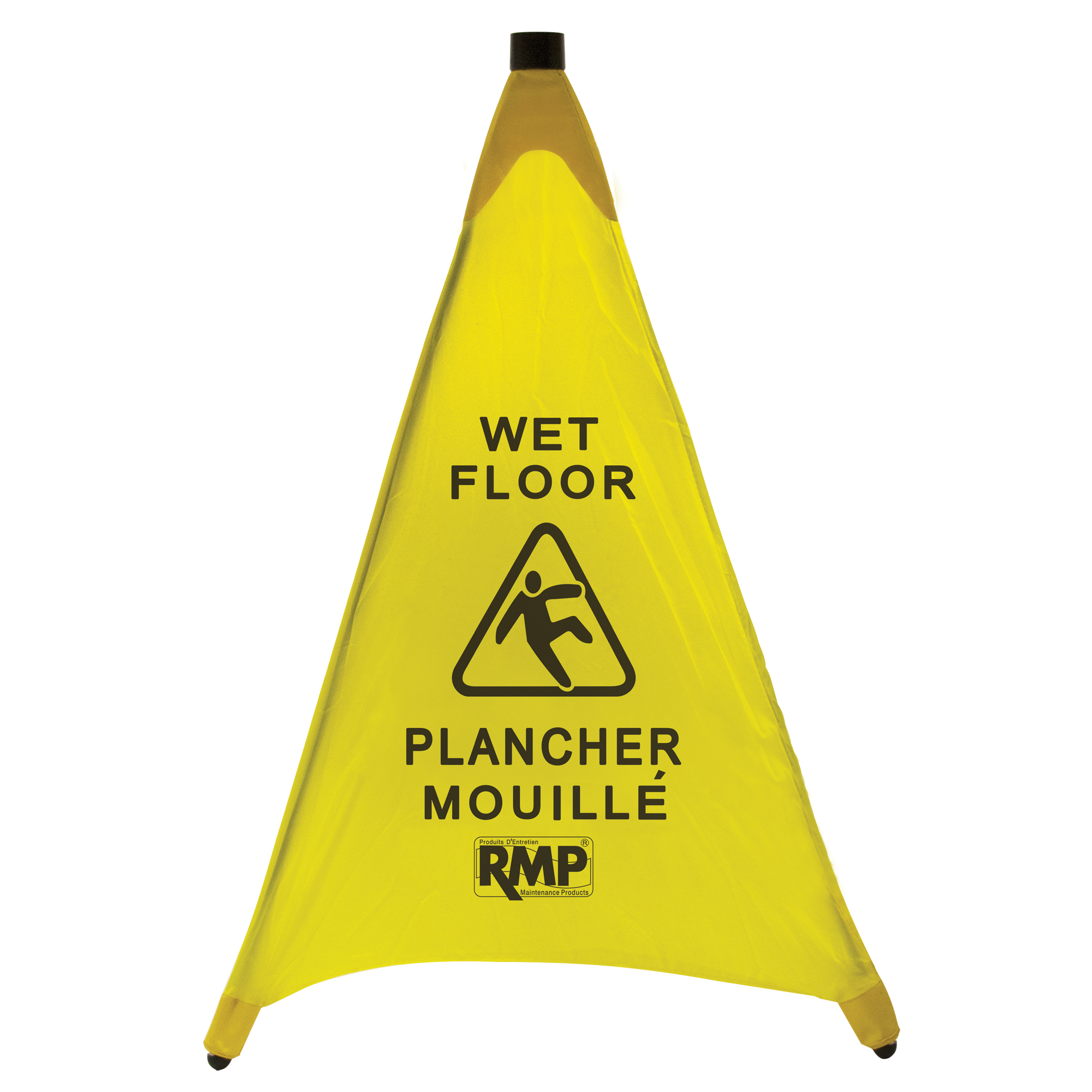 Cône de sécurité à déploiement pour plancher mouillé, Bilingue avec pictogramme