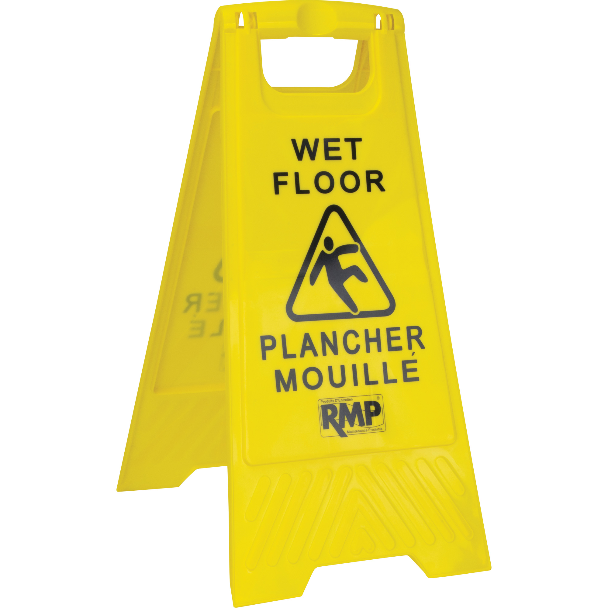 Panneau d'avertissement "Plancher mouillé", Bilingue avec pictogramme