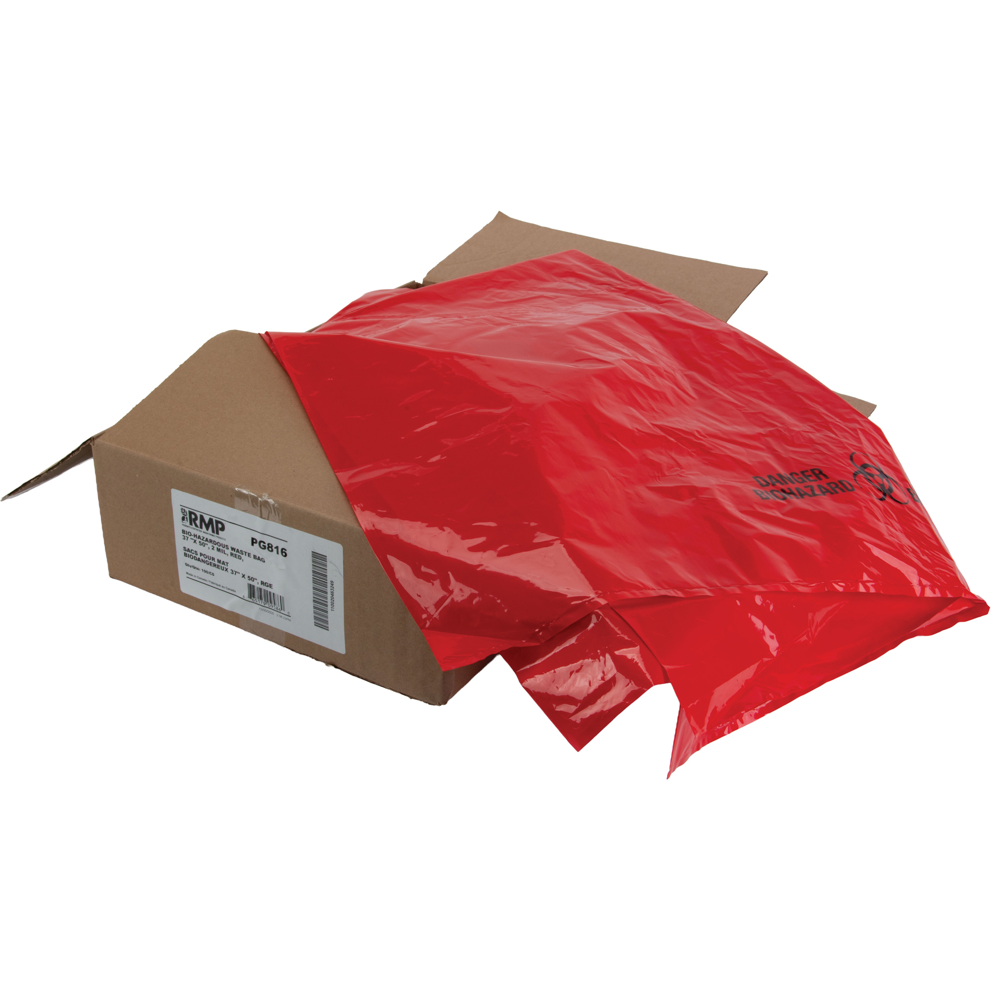 Sacs à déchets, Biorisque, 50" lo x 37" la, 2 mils