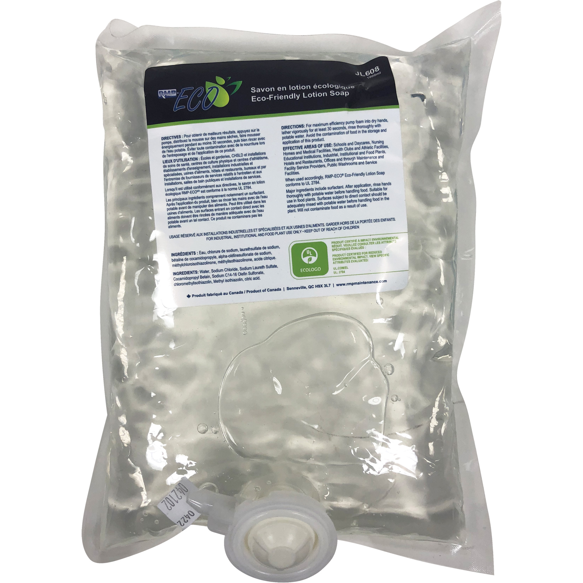 Savon à main hydratant écologique, Liquide, 1 L, Sans parfum