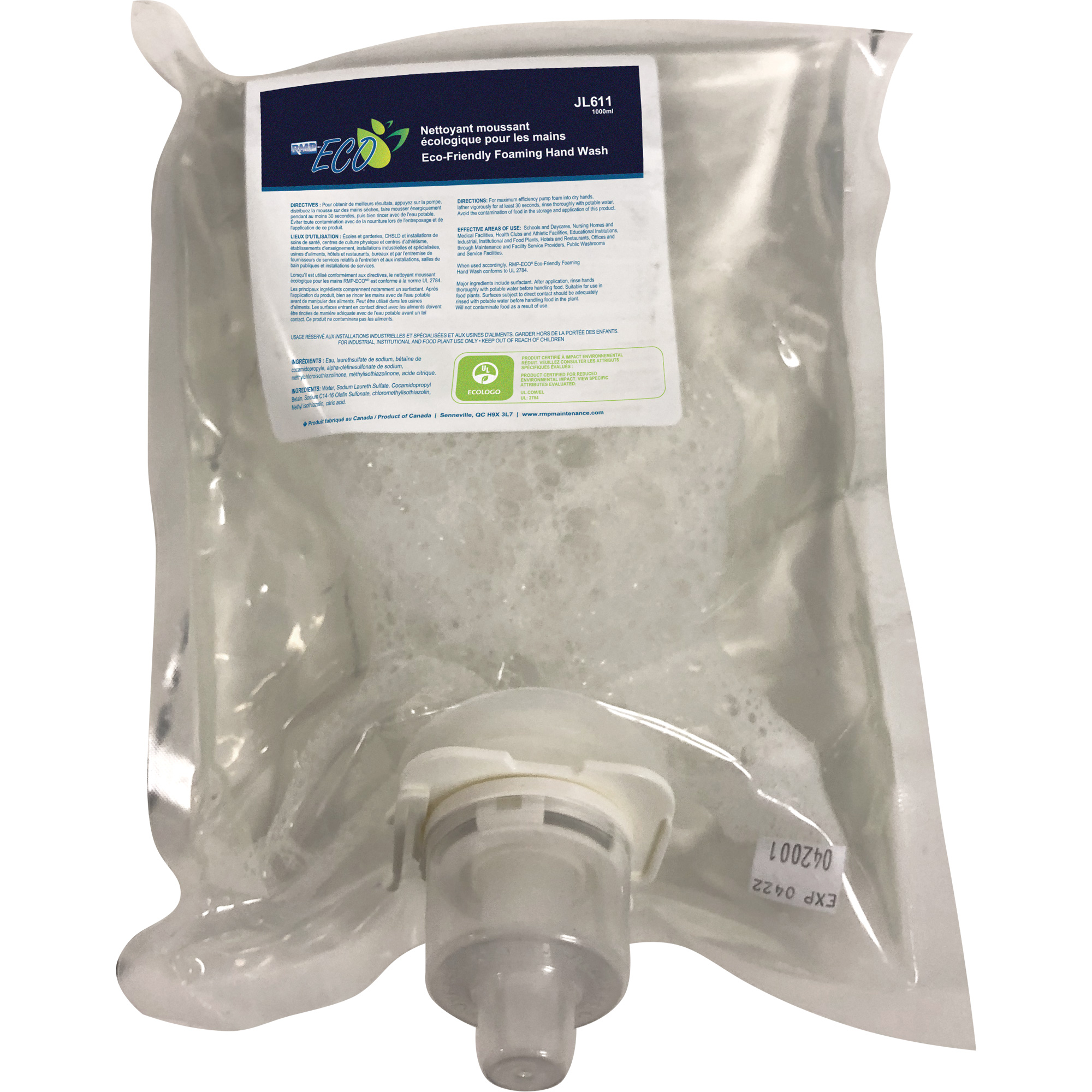 Savon à mains écologique, Mousse, 1 L, Sans parfum