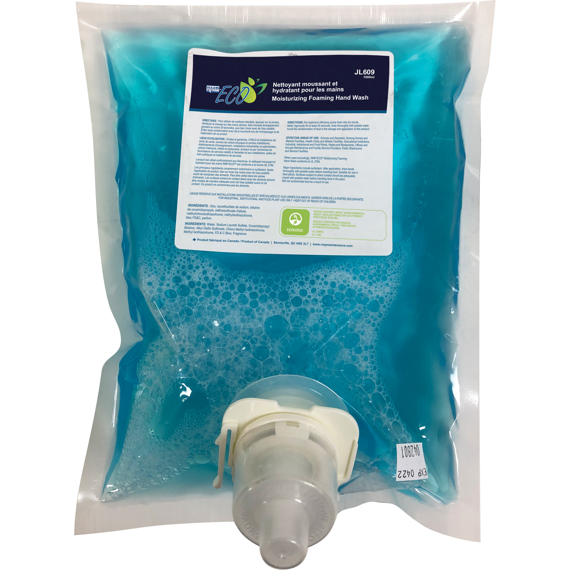 Savon à mains luxueux et écologique, Mousse, 1 L, Parfumé