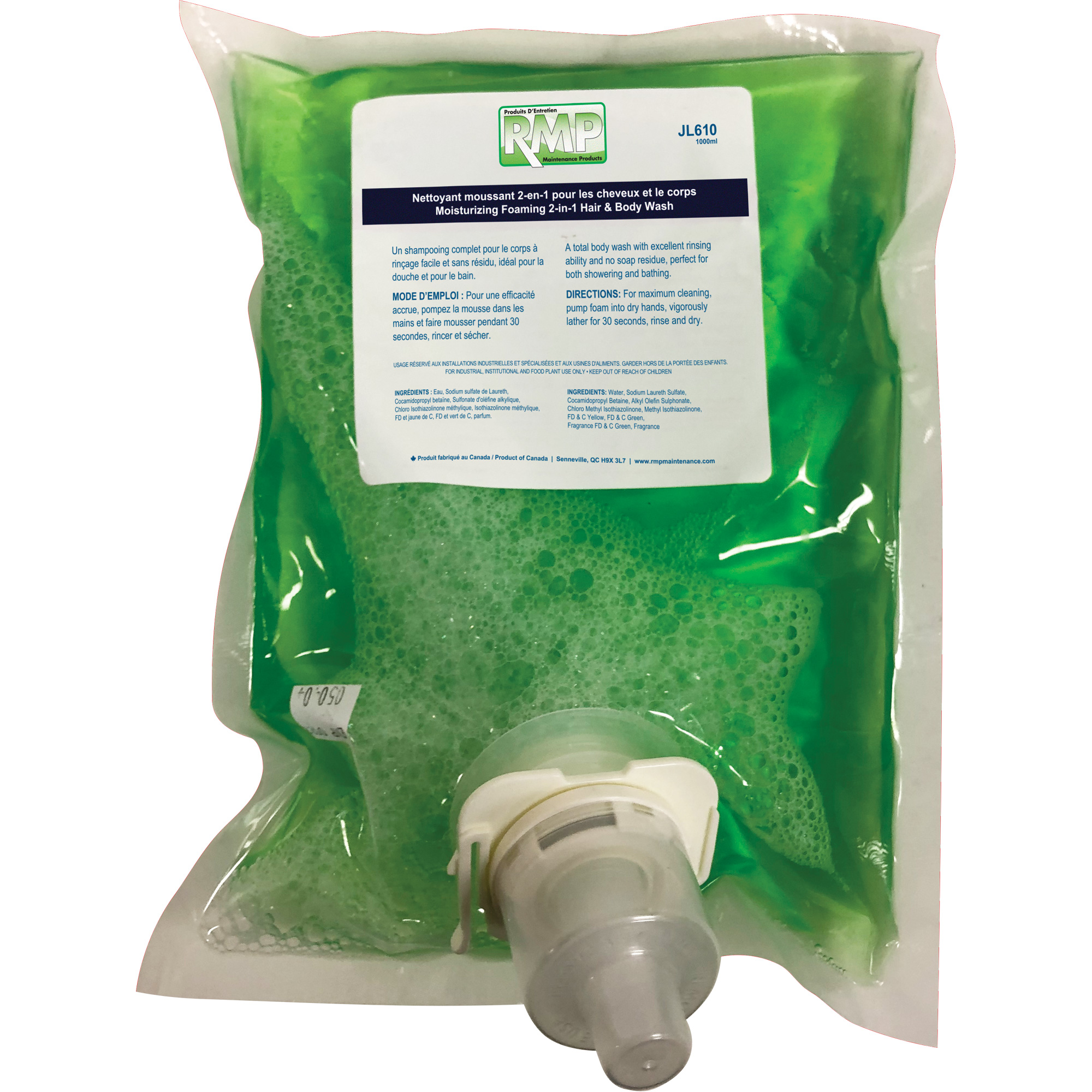 Savon hydratant pour le corps et les cheveux, 1 L, Pomme verte, Sac-cartouche
