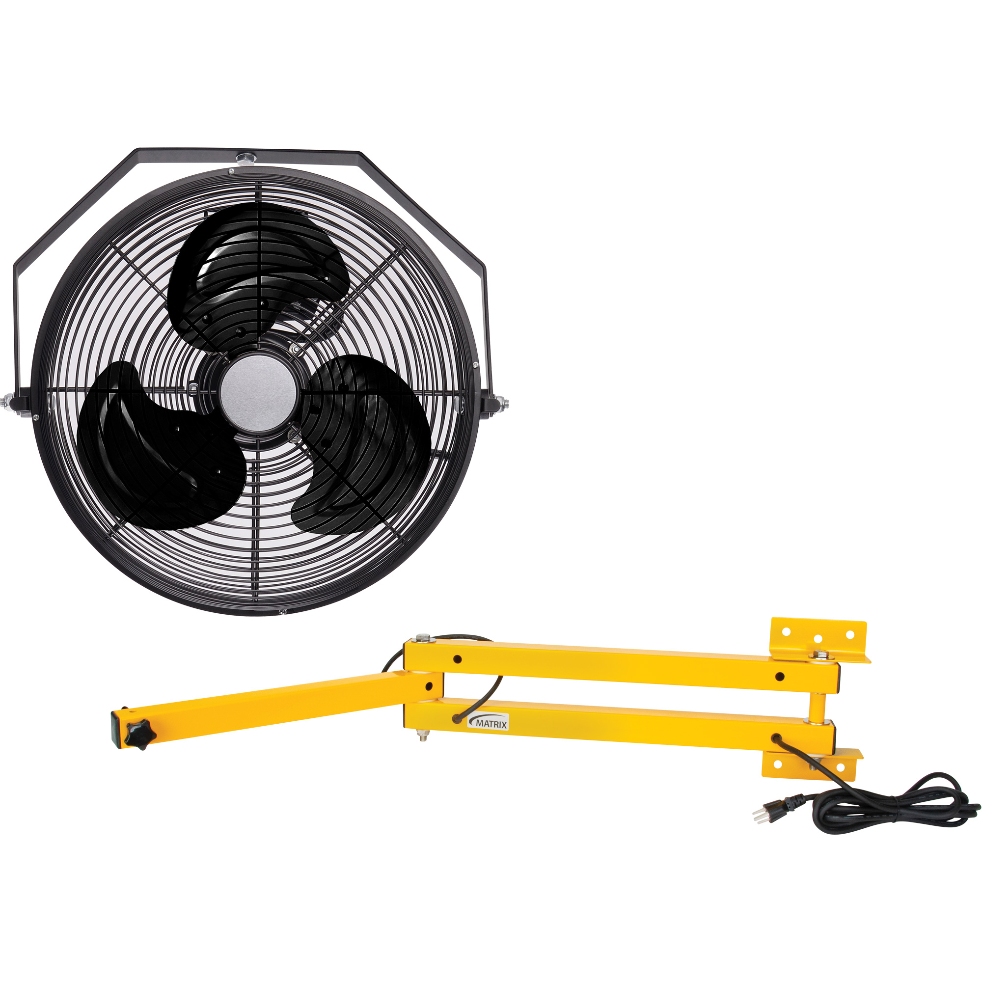 Trousse de ventilateur pour poste de travail industriel avec bras double verrouillable, Industriel, 3 vitesses, Diamètre de 12"