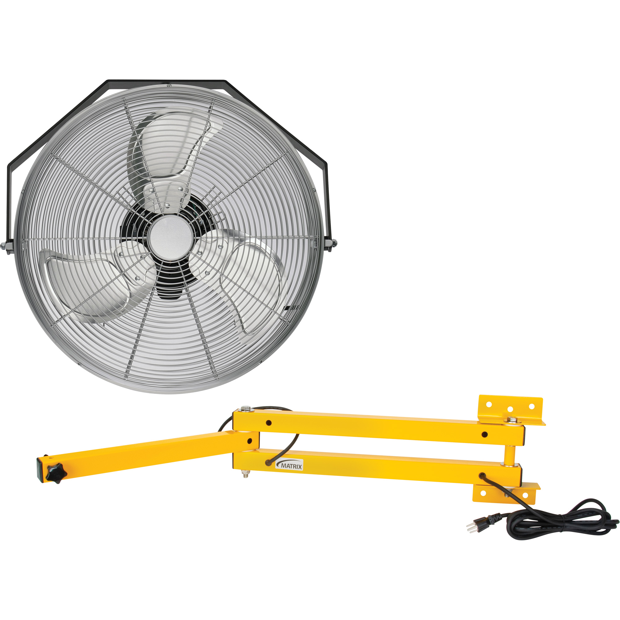 Trousse de ventilateur pour poste de travail industriel avec bras double verrouillable, Industriel, 3 vitesses, Diamètre de 18"