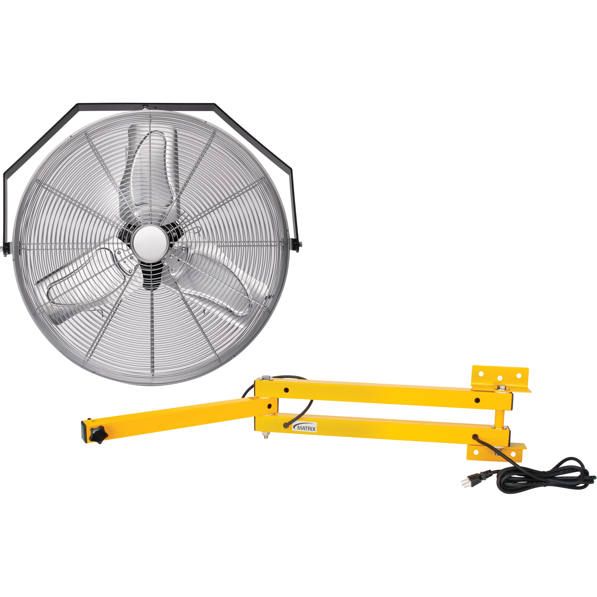 Trousse de ventilateur pour poste de travail industriel avec bras double verrouillable, Industriel, 3 vitesses, Diamètre de 24"