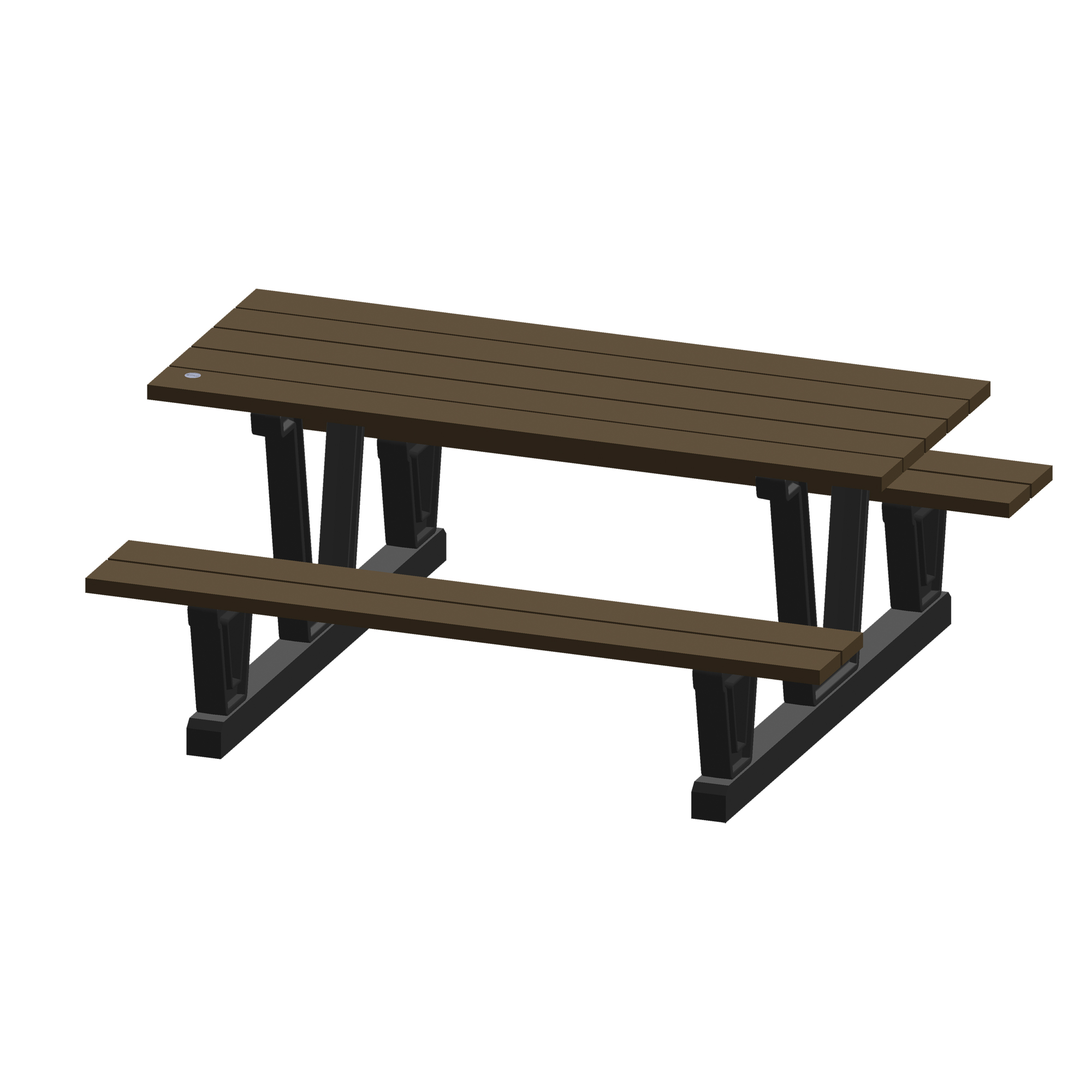 Tables de pique-nique d'extérieur en plastique recyclé, 72" lo x 60-5/16" la, Noyer
