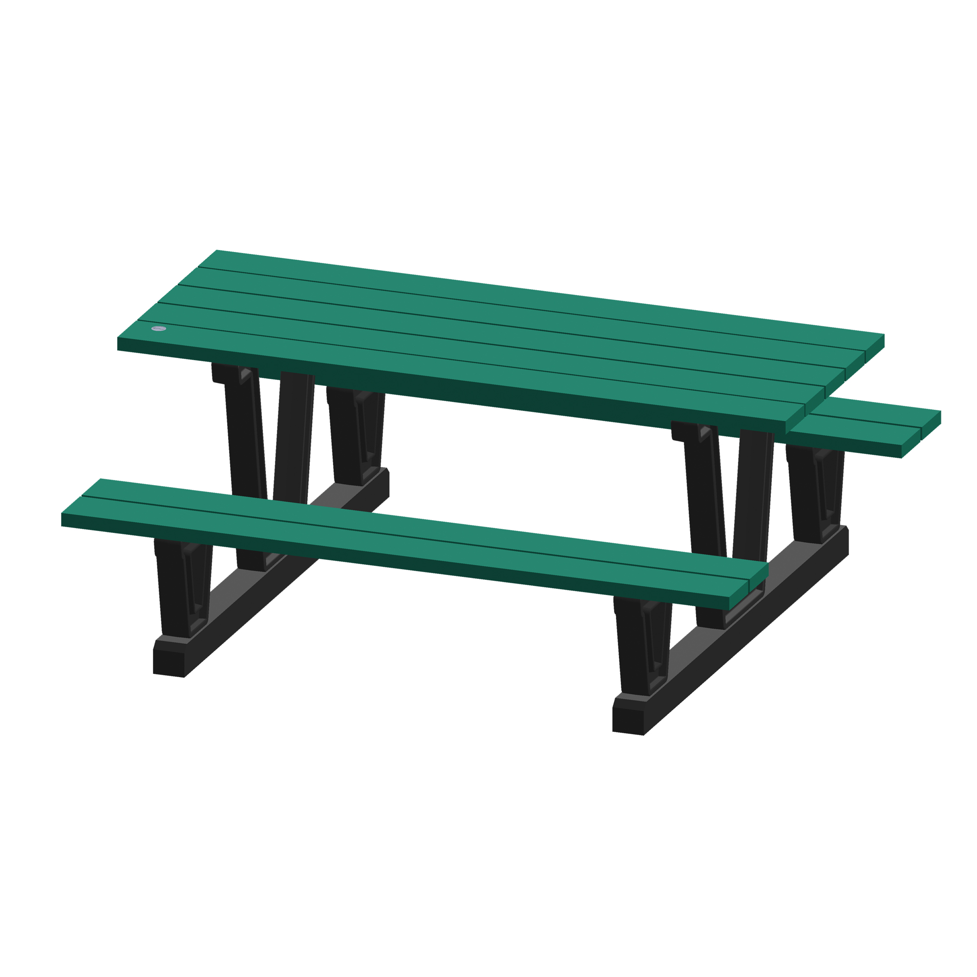Tables de pique-nique d'extérieur en plastique recyclé, 72" lo x 60-5/16" la, Vert