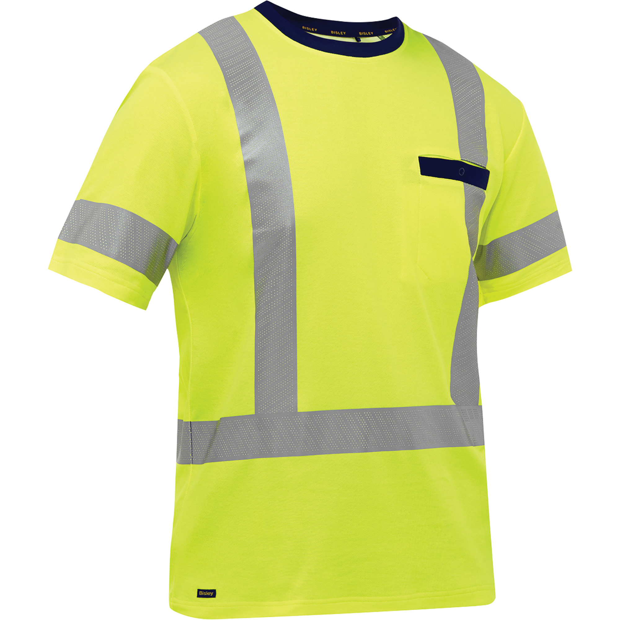 Chemise à manches courtes et X au dos BisleyMD, Poly-coton, 4T-Grand, Jaune lime haute visibilité