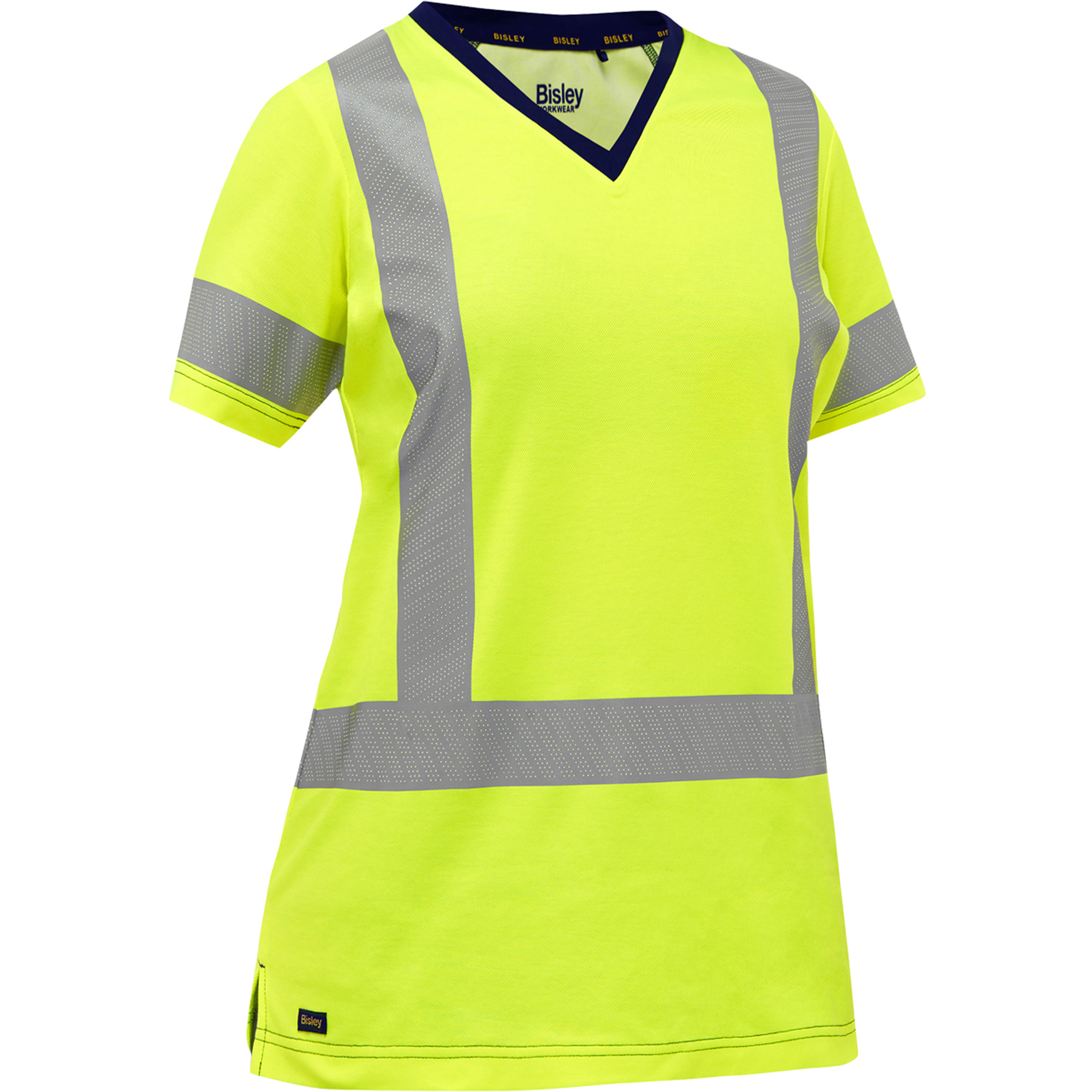 Chemise à manches courtes et X au dos BisleyMD pour femmes, Poly-coton, 3T-Grand, Jaune lime haute visibilité