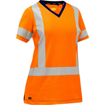 Chemise à manches courtes et X au dos BisleyMD pour femmes, Poly-coton, 3T-Grand, Orange haute visibilité