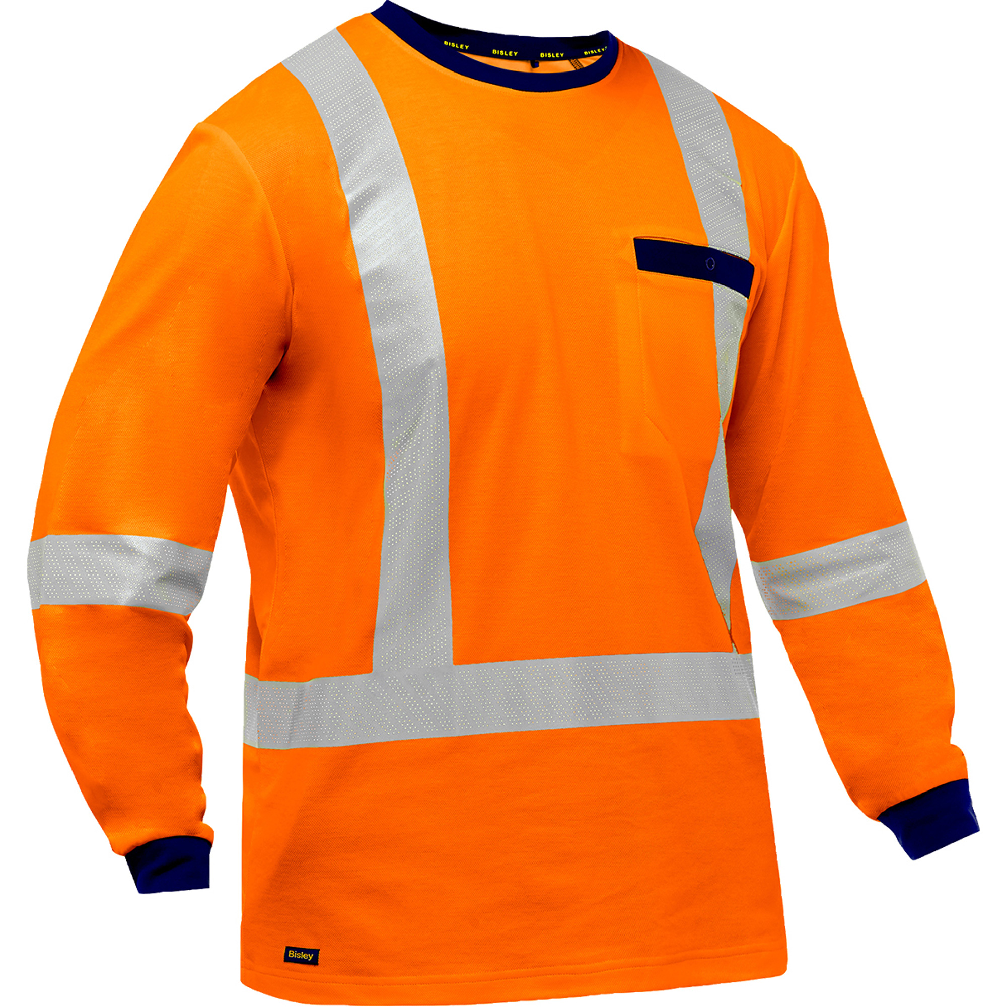Chemise à manches longues et X au dos BisleyMD, Poly-coton, 5T-Grand, Orange haute visibilité